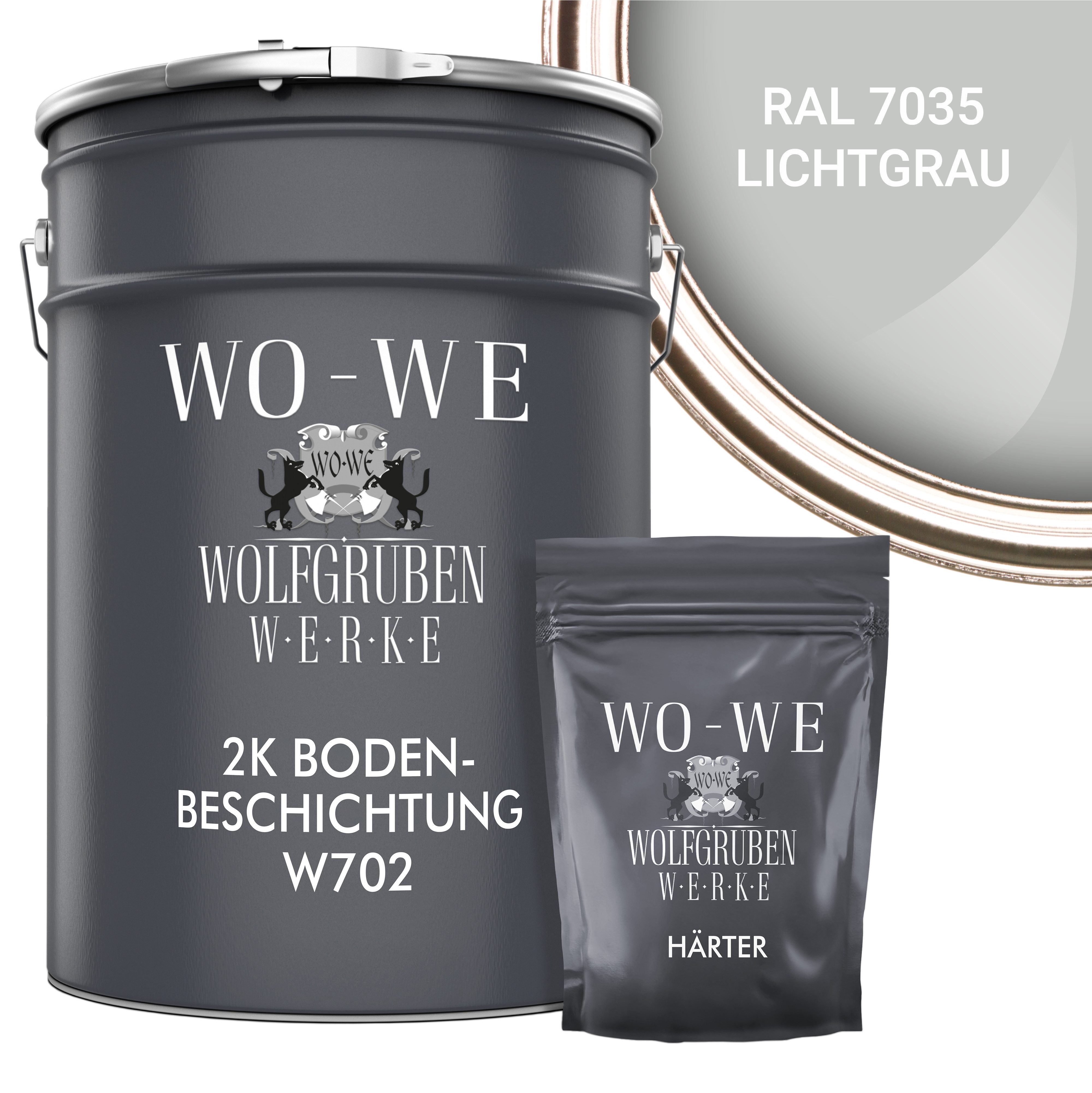 WO-WE Bodenversiegelung 2K Garagenfarbe Bodenbeschichtung W702, 2,5-20Kg, Seidenglänzend, Epoxidharz