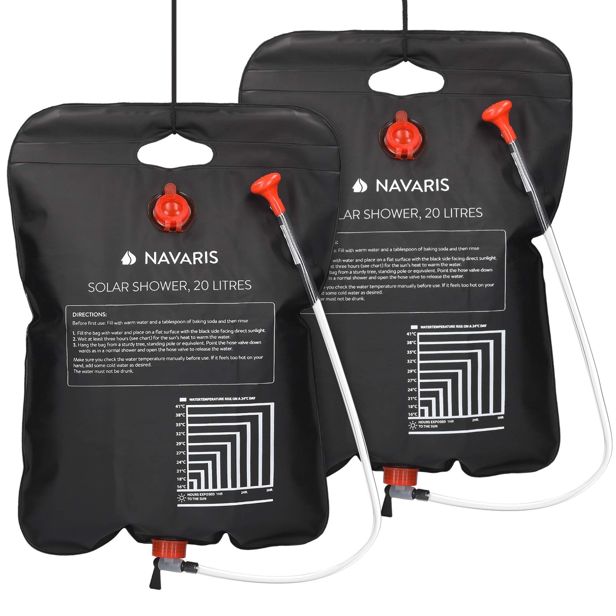 Navaris Gartendusche Navaris 2er Campingdusche solar 20 L, kompakt und mobil