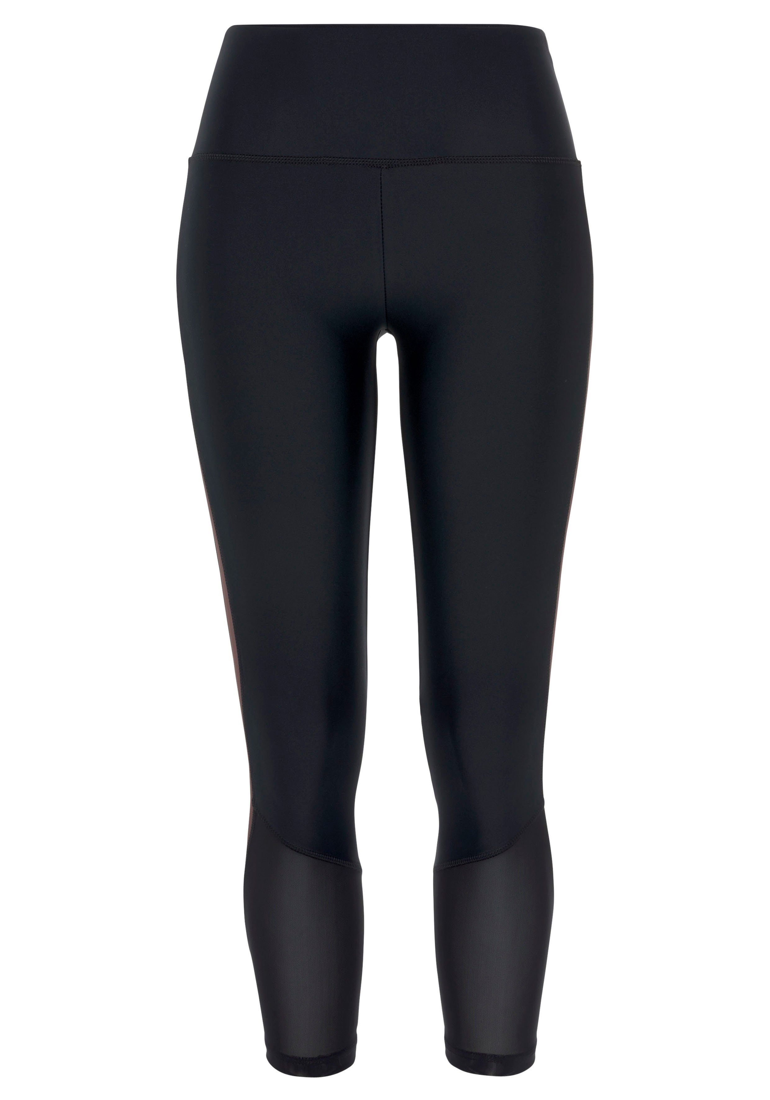 LASCANA 7/8-Leggings mit (1-tlg) ACTIVE schwarz Netzeinsätzen