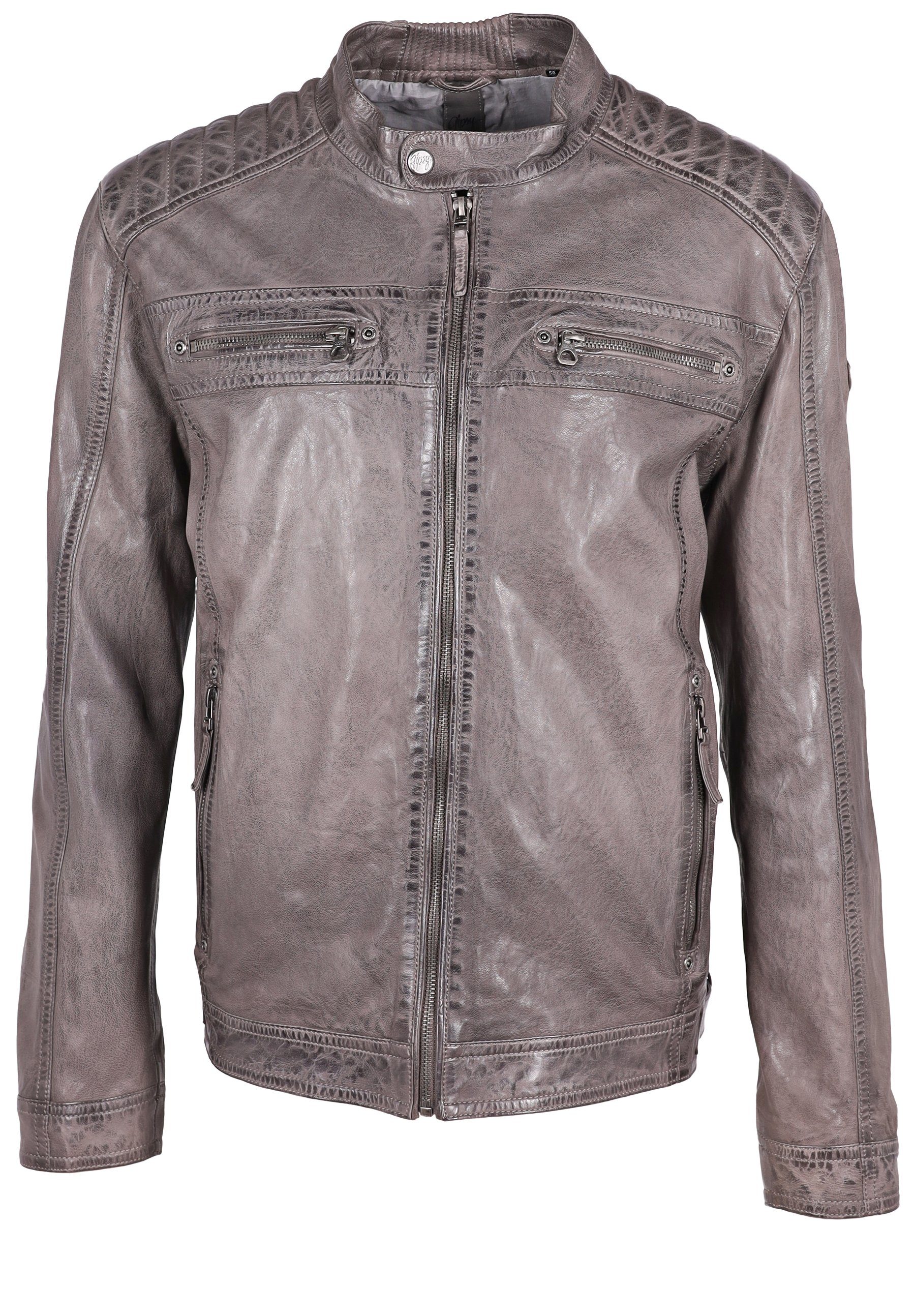 Gipsy Lederjacke Herren Bikerjacke GMGilian CF LONTV grey