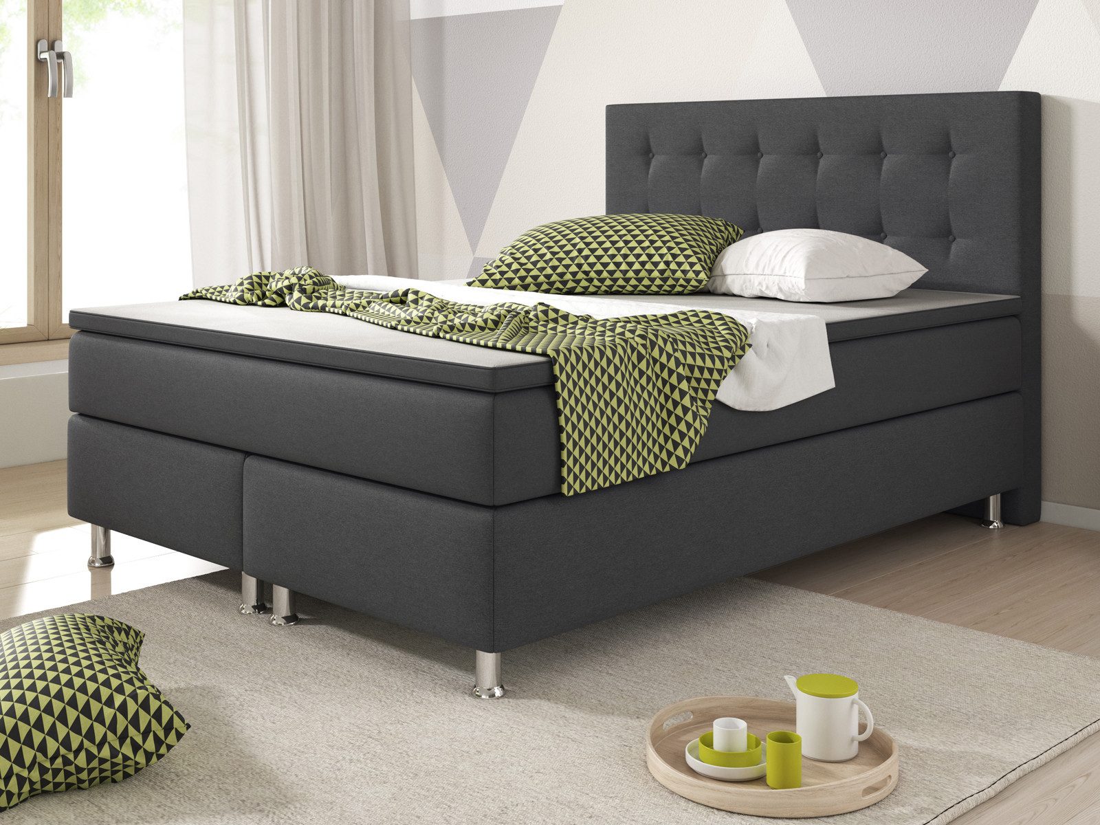 inter Boxspringbett K-01 Schlafzimmerbett Betten Bett inklusive Topper und günstig online kaufen