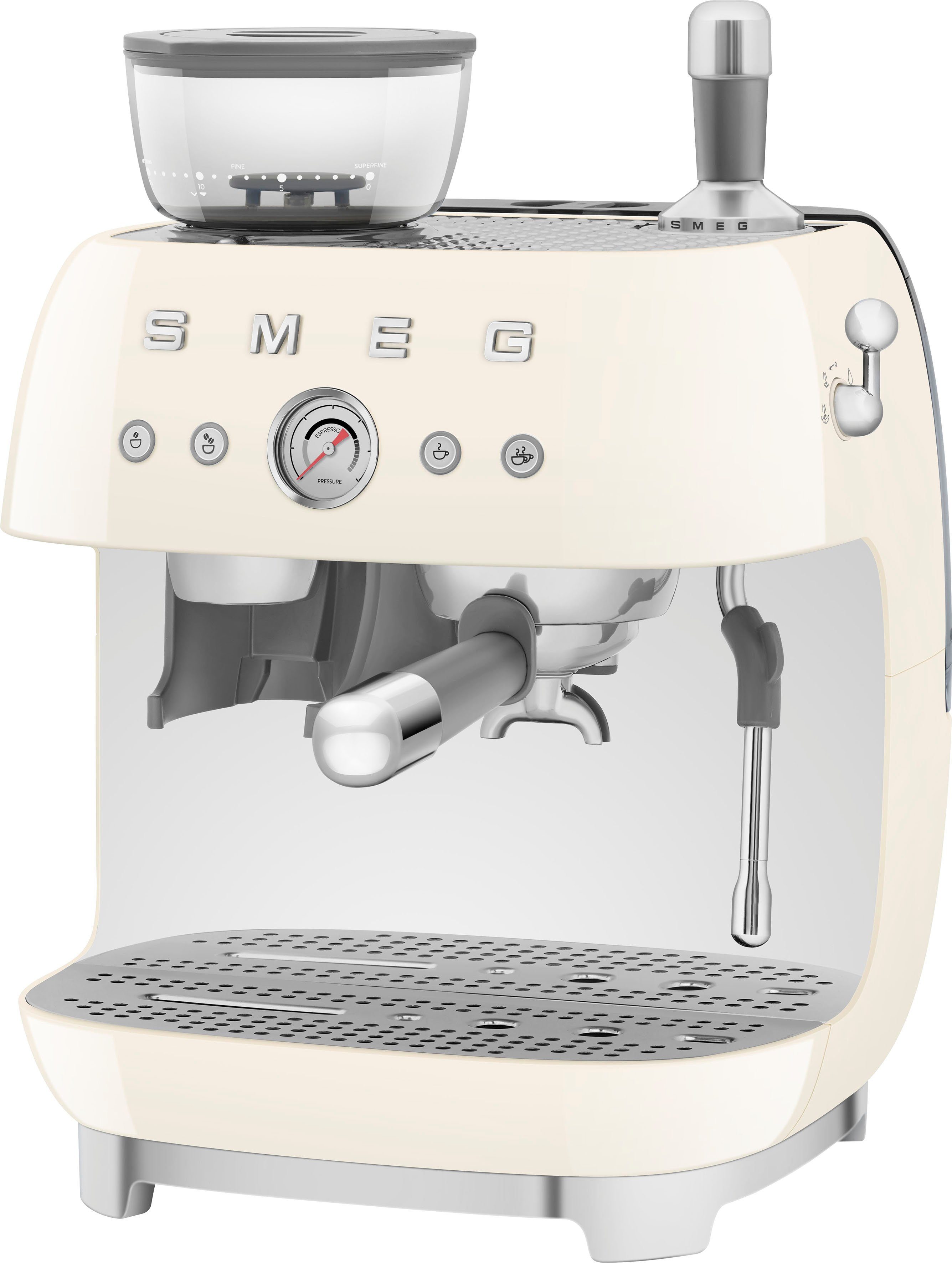 Espressomaschine mit Smeg EGF03CREU, Kaffeemühle integrierter