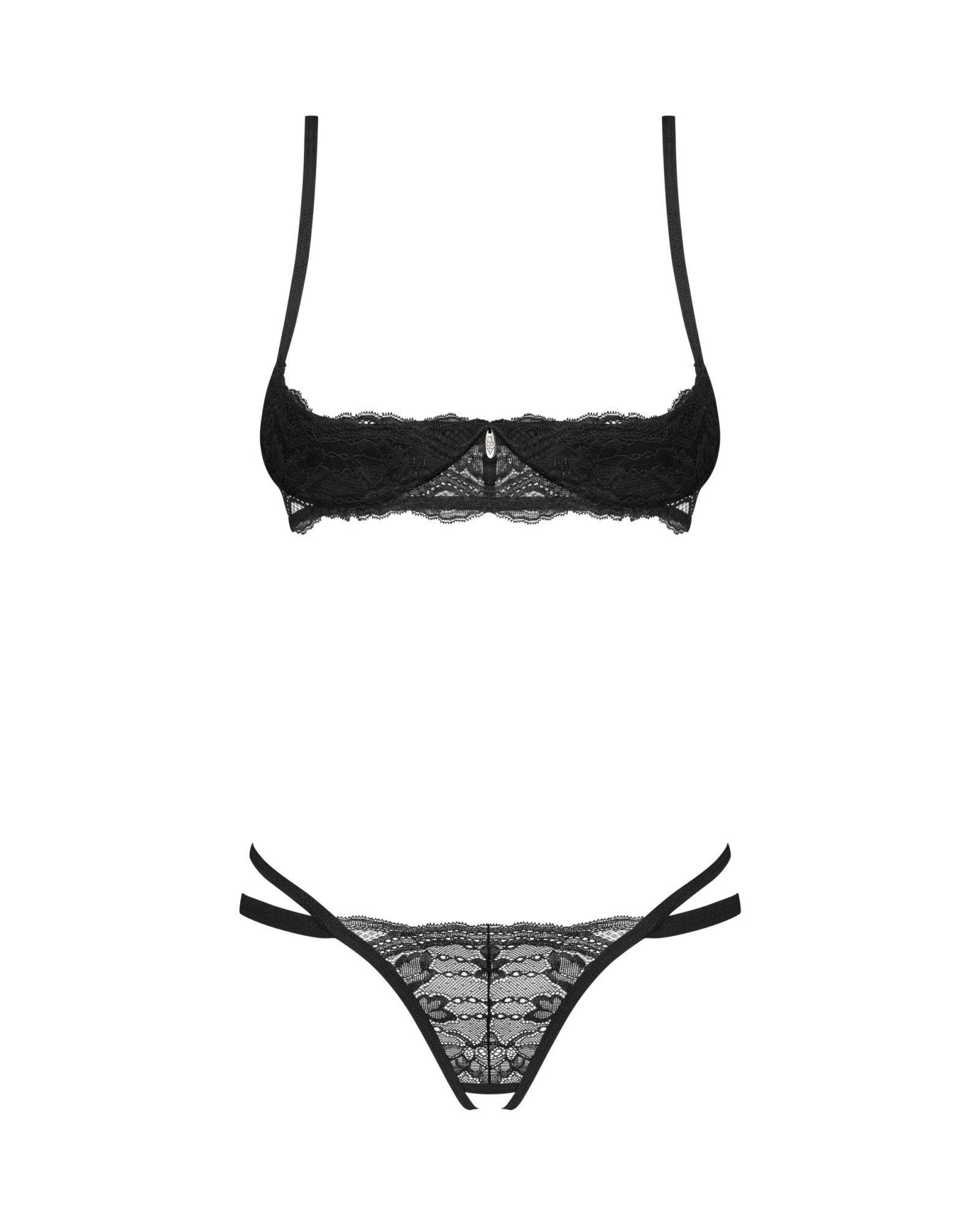 Set: Bügel-BH Nutris Dessous Set: offener BH und String - schwarz