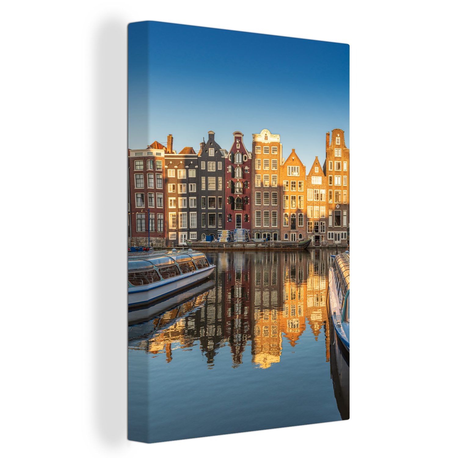 OneMillionCanvasses® Leinwandbild Amsterdam - Boot - Haus, (1 St), Leinwandbild fertig bespannt inkl. Zackenaufhänger, Gemälde, 20x30 cm