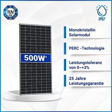 SOLAR-HOOK etm 2500W Balkonkraftwerk Set mit 2,5 kW Growatt Wechselrichter Solar Panel, MIC 2500TL-X PV Solaranlage mit WIFI Stick