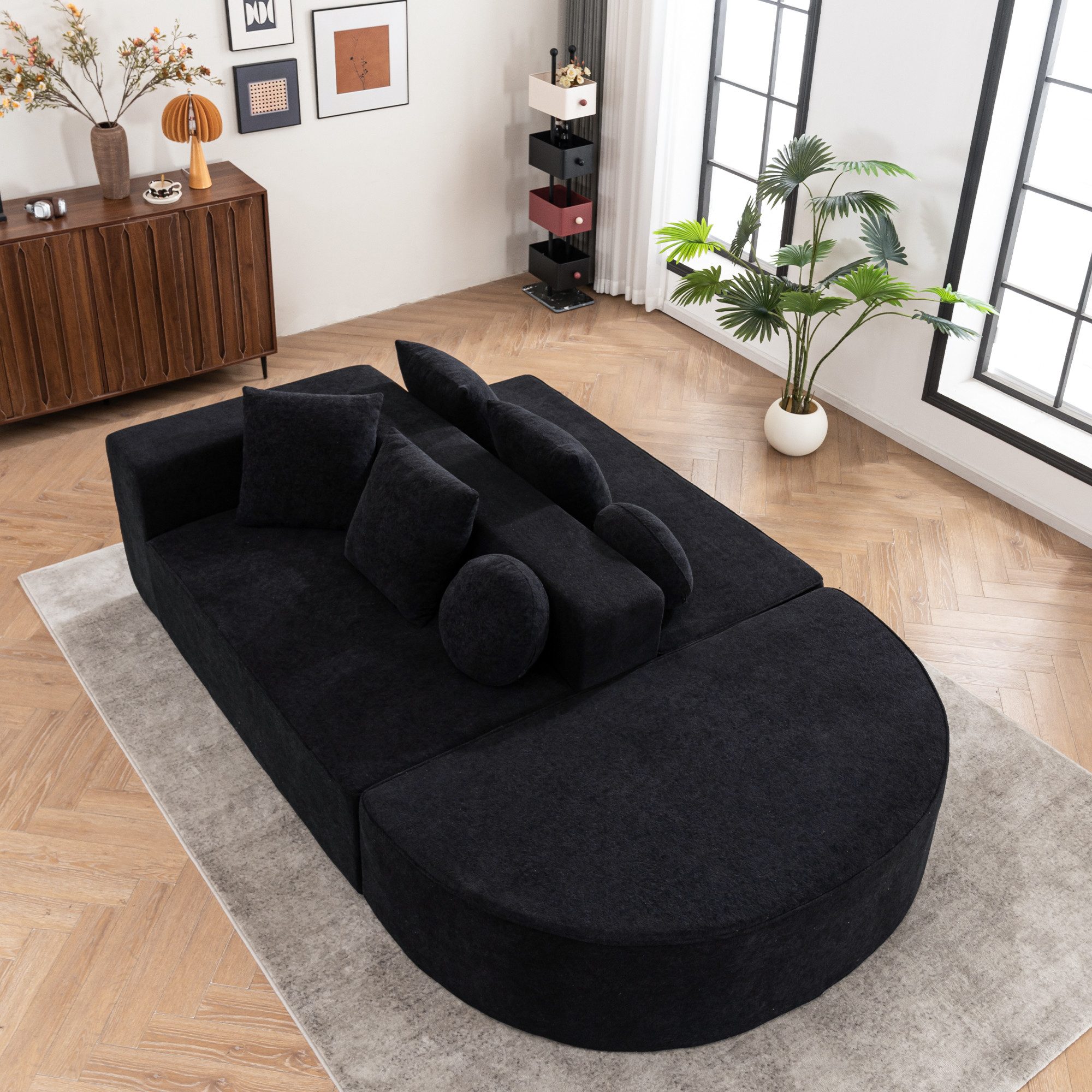 Odikalo Sofa Vorkomprimiert knochenlos Wolkensofa Chaiselongue Chenille Mehrfarbig, Vollkomprimiertes knochenloses Sofa,Wohnzimmer / Schlafzimmer mit segmentiertem Wolkensofa,Modern modular sofa, no assembly required,Bequemes Hautfreundliches Chenille-Stoff