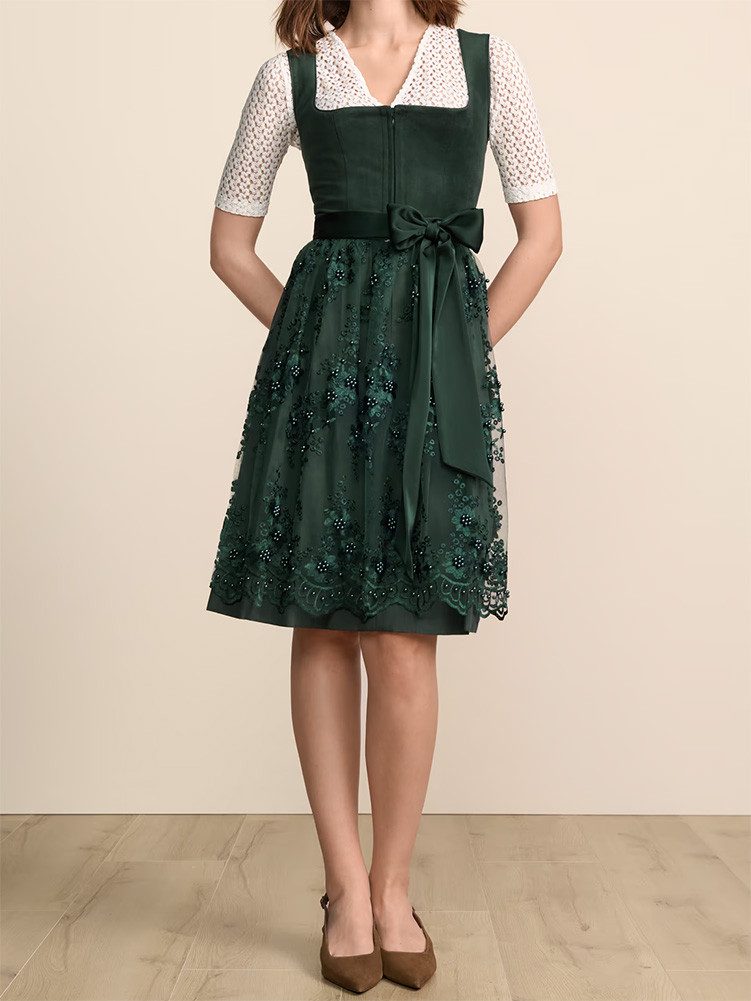 Krüger Madl Dirndl Dirndl Lovira 60cm Länge dunkelgrün