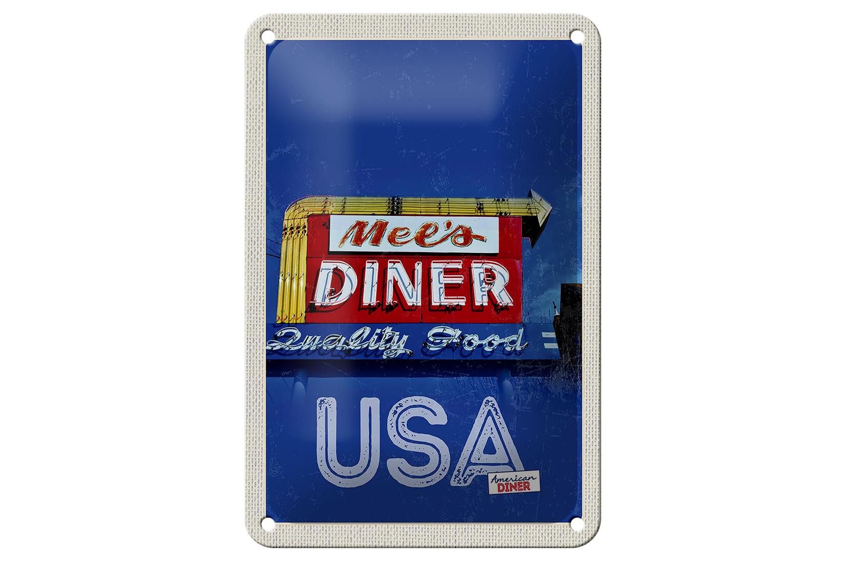 Femer GmbH Metallschild Reise 12x18cm Amerika Mees Diner Restaurant Gericht Schild, (1 St), gewölbte Oberfläche, abgerundete Ecken, umgeschlagene Kanten