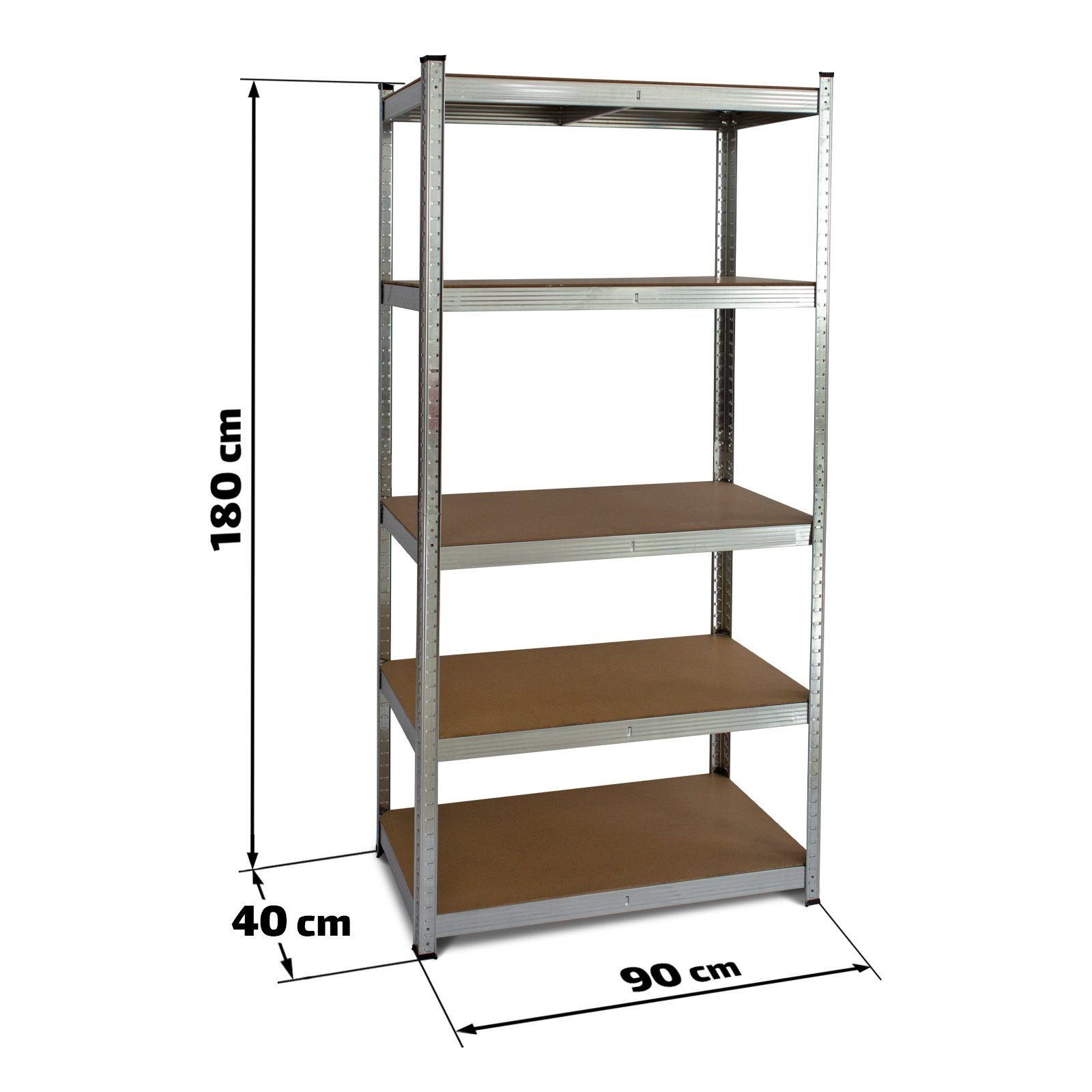 – Lagerregal Schwerlastregal Lagersystem verzinktem aus (180kg bis VENDOMNIA Steckregal Kellerregal Holz belastbar in 900kg Fach) Werkstattregal, in Metall und 40cm Tiefen je 180cm, Höhe