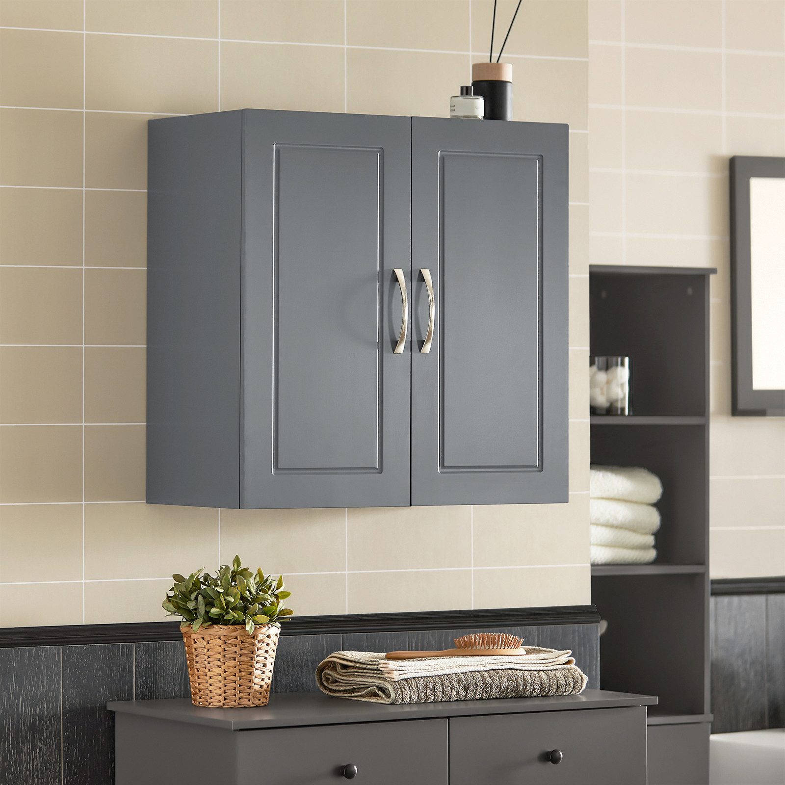 SoBuy Hängeschrank FRG231, Hängeschrank Badezimmerschrank Badschrank Wandschrank Küchenschrank, 30 x 60 x 60 cm, mit 2 Türen, Bad, Küche