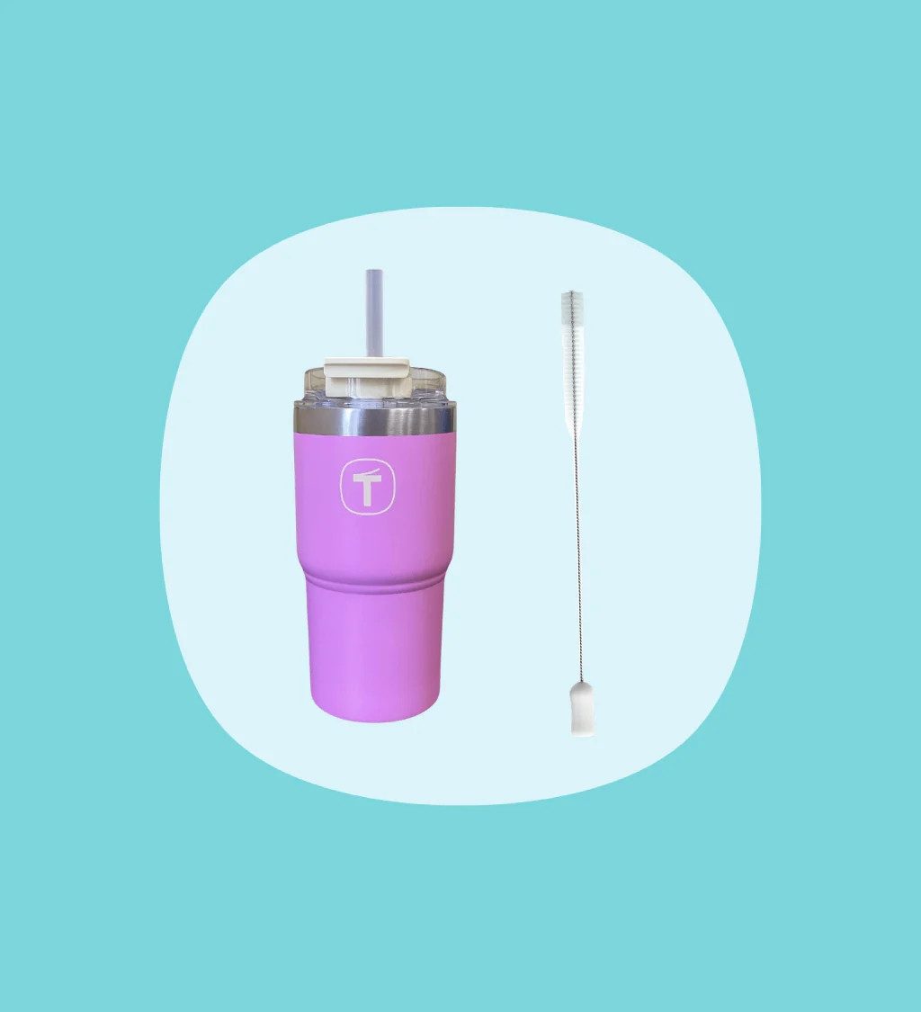 TUPPERWARE Thermobecher Tupperware® Big T Tumbler 630 ml rosa inkl. Trohhalmbürste