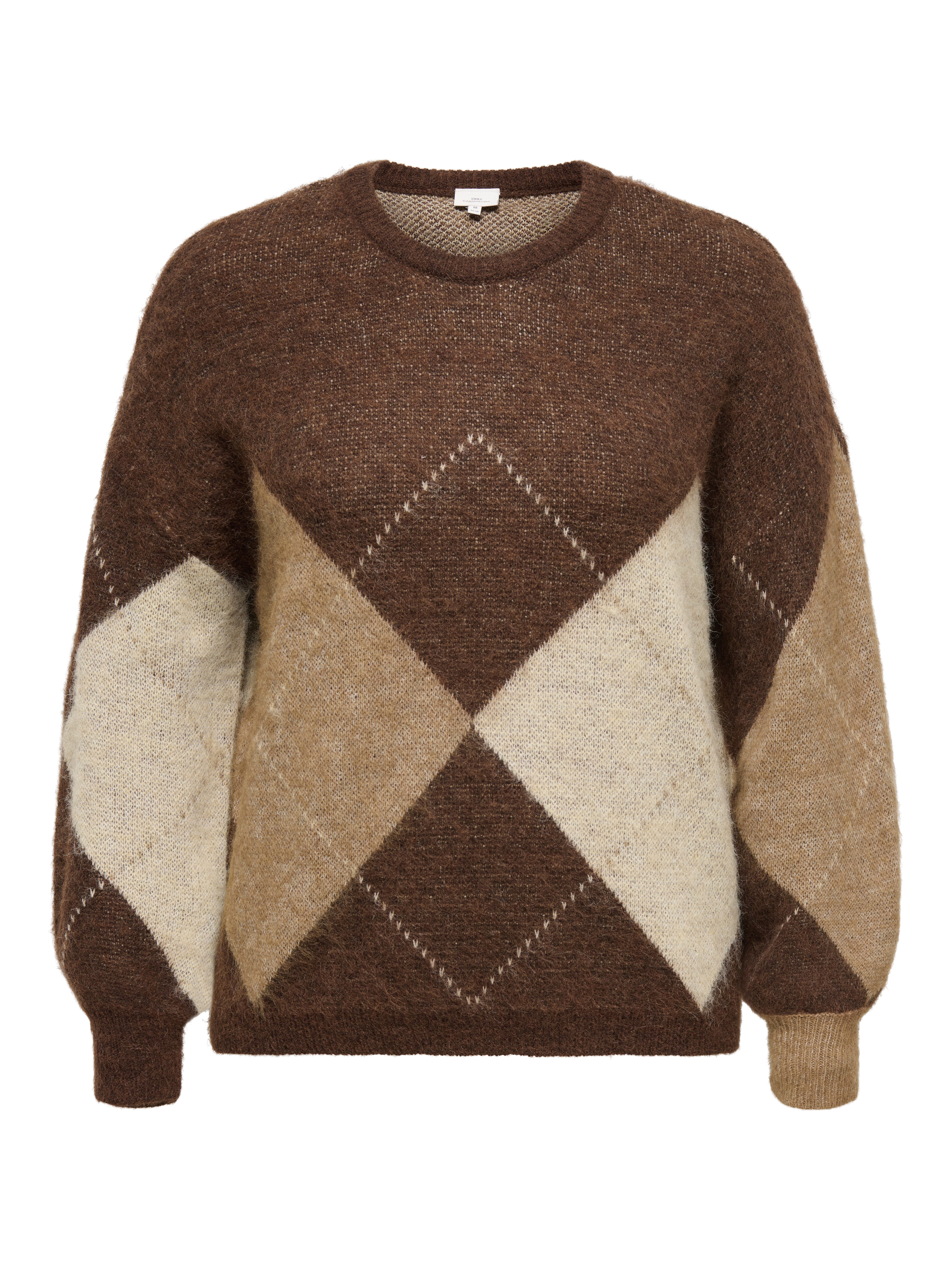 ONLY CARMAKOMA Strickpullover CARNOEME JQ LS O-NECK KNT NOOS Materialmix, regular fit