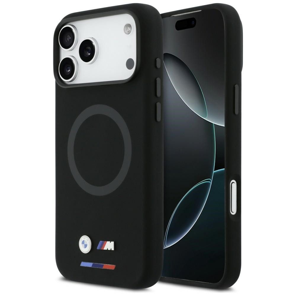 BMW Handyhülle Case iPhone 17 Pro Max MagSafe Silikon schwarz Logo Metall 6,9 Zoll, Kantenschutz