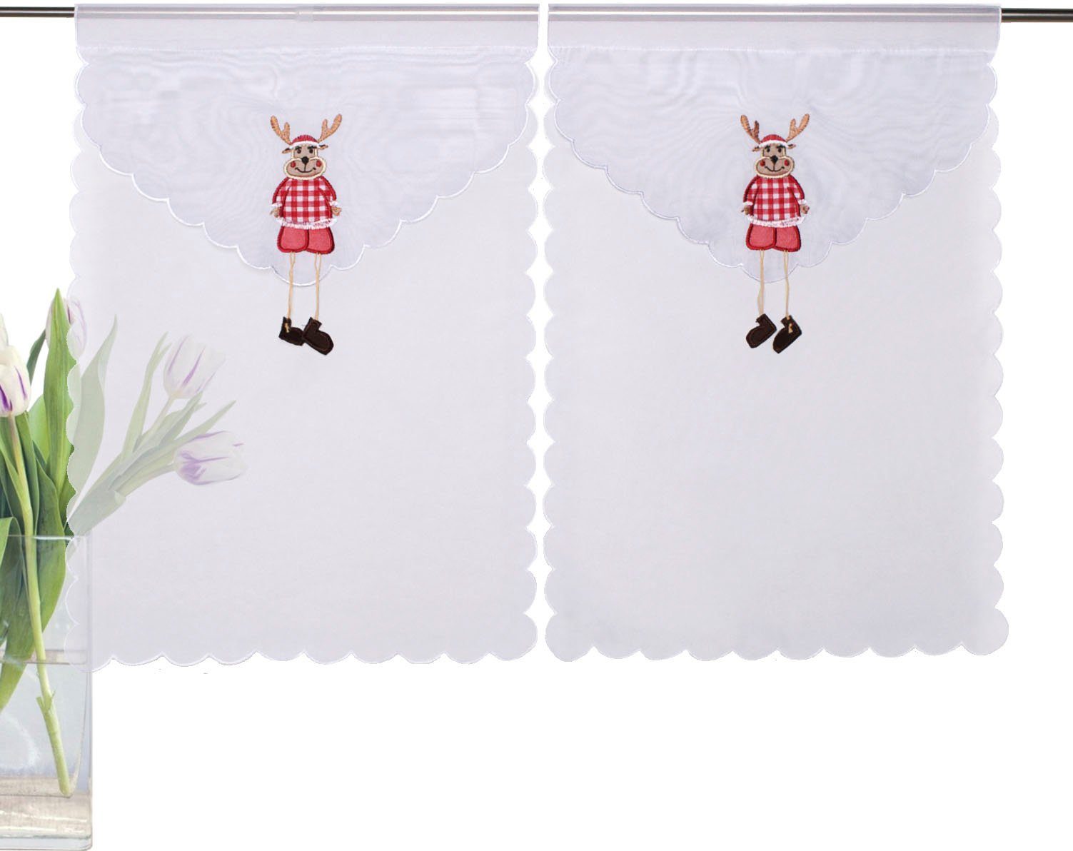 HOME WOHNIDEEN Vorhang ELG (2 St), Stangendurchzug, transparent, Voile, Fensterbilder Voile