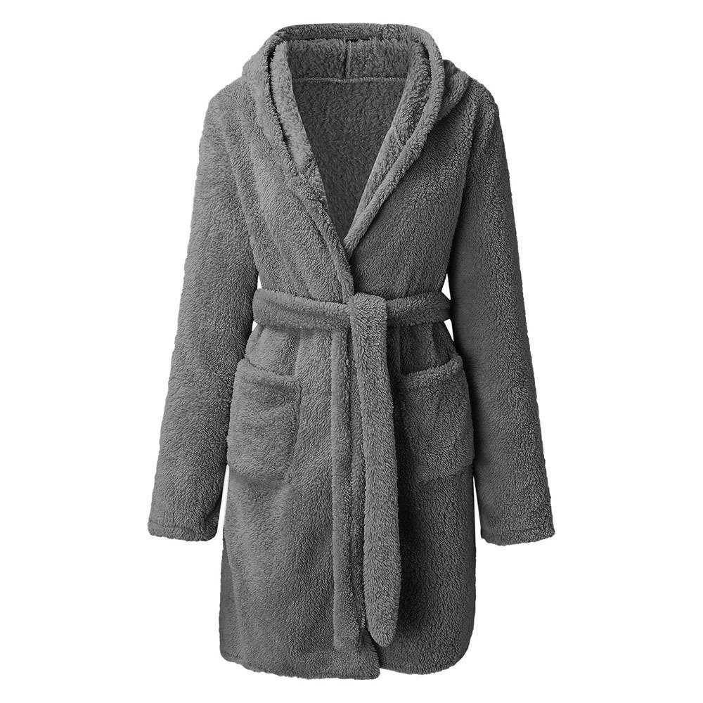Damen-Handtuch-Bademantel 2 Taschen, Für Mit grey Bequem, Blusmart Atmungsaktiv, Damenbademantel