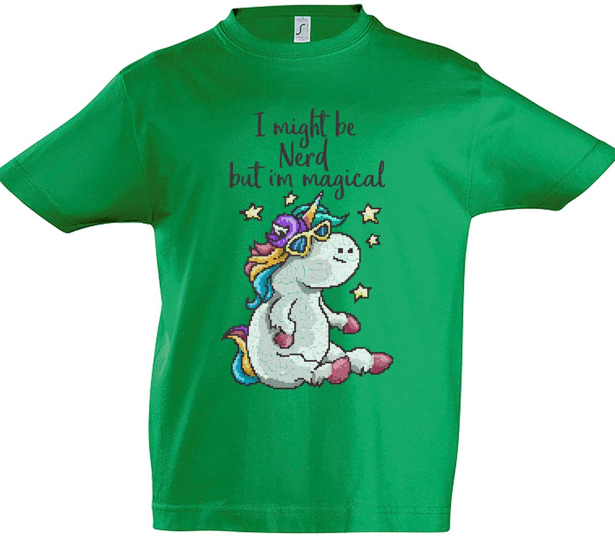 Print-Shirt Nerd Unicorn Kinder T-Shirt Pixel Unicorn Einhorn Geek Freak Gamer