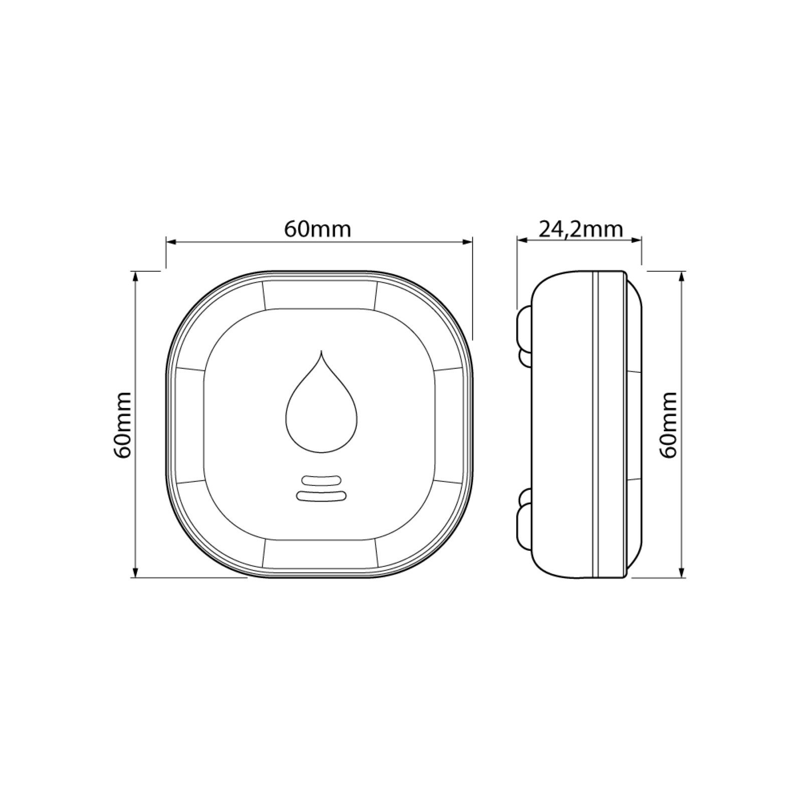 SEBSON 2x Wassermelder mini GS153, 10 Jahres Langzeit-Batterie - 60x60x24,2mm Wassermelder