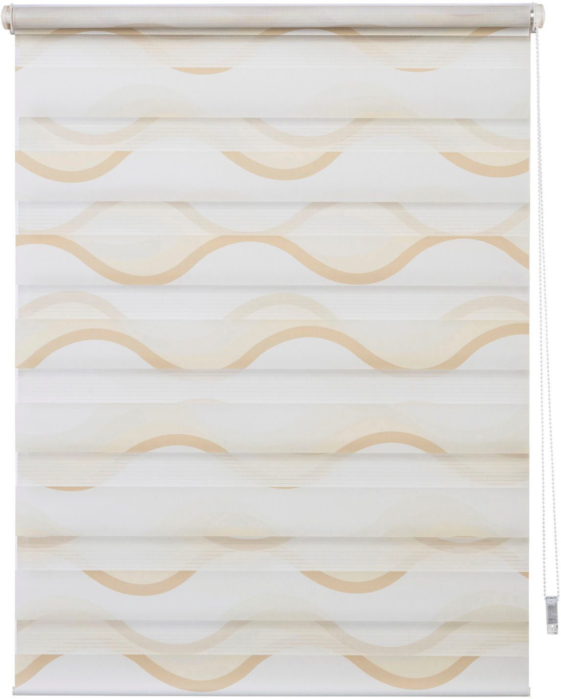 Doppelrollo Wellen Design, K-HOME, Lichtschutz, ohne Bohren, freihängend, Klemmfix, Bedruckt mit Muster