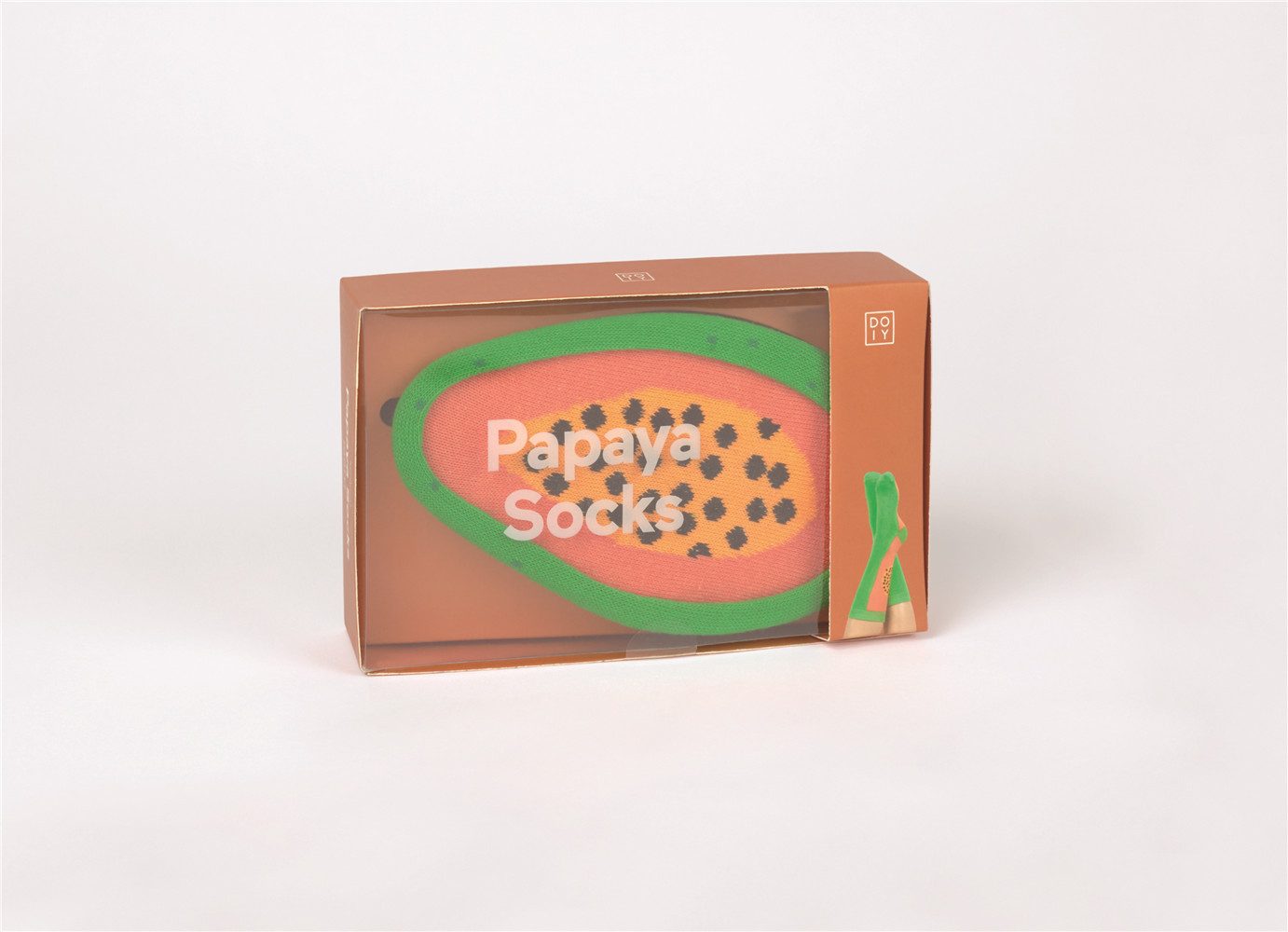 DOIY Socken Frucht Socks Papaya (Box, 1-Paar, Strümpfe geformt als leckere Frucht) Fun Geschenkidee