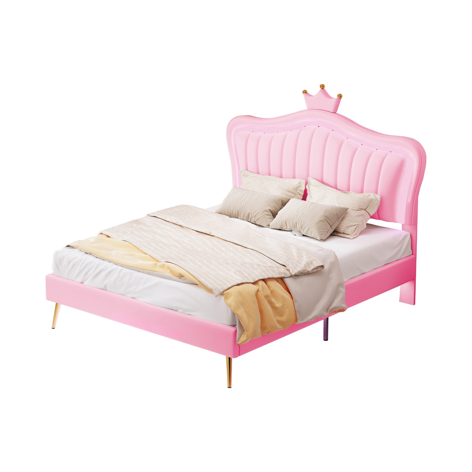 OKWISH Bett Kinderbett Polsterbet Gästebett (Kronen-Doppelbettgestell günstig online kaufen