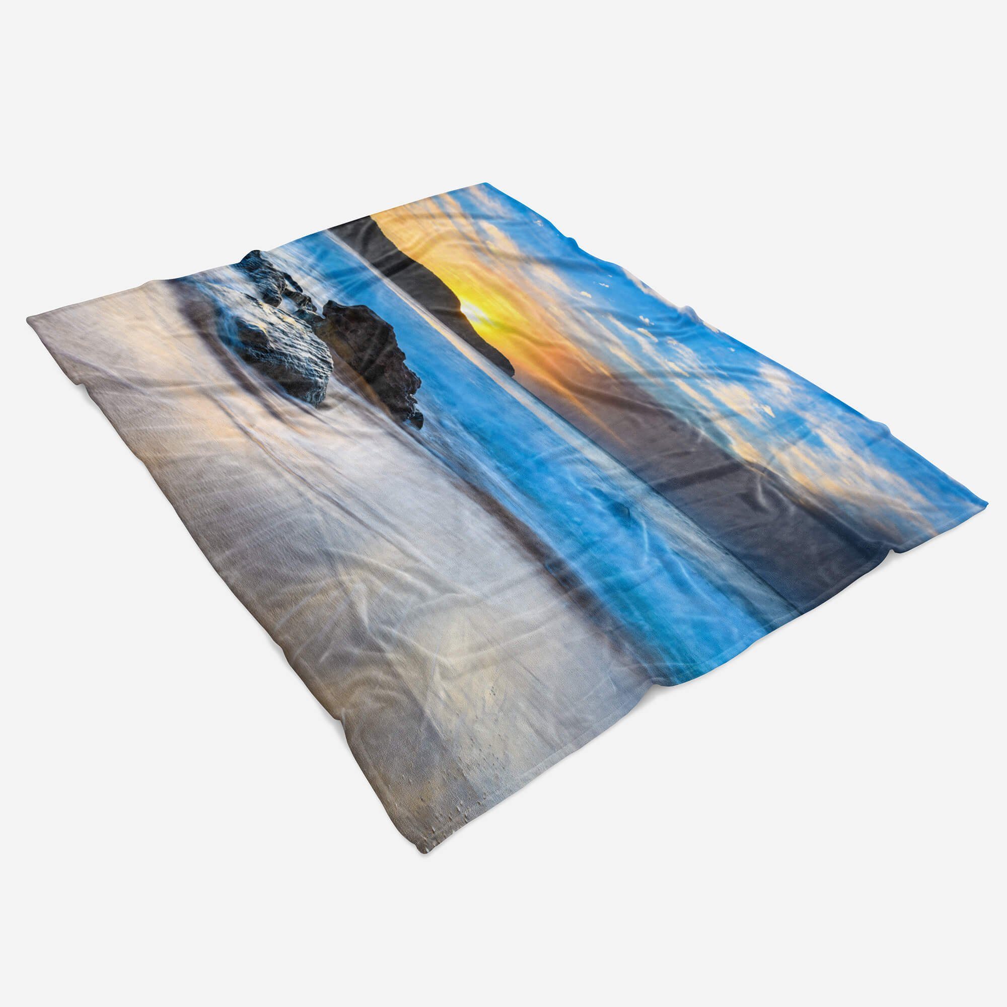 mit Art Kuscheldecke Malerisch Handtuch Baumwolle-Polyester-Mix Sinus Saunatuch (1-St), Sonnenun, Fotomotiv Handtuch Handtücher Strandhandtuch