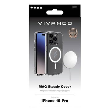 Vivanco Handyhülle MAG Steady Cover für iPhone 15 Pro, MagSafe kompatibel, Spritzwassergeschützt, Staubdicht, Wasserabweisend