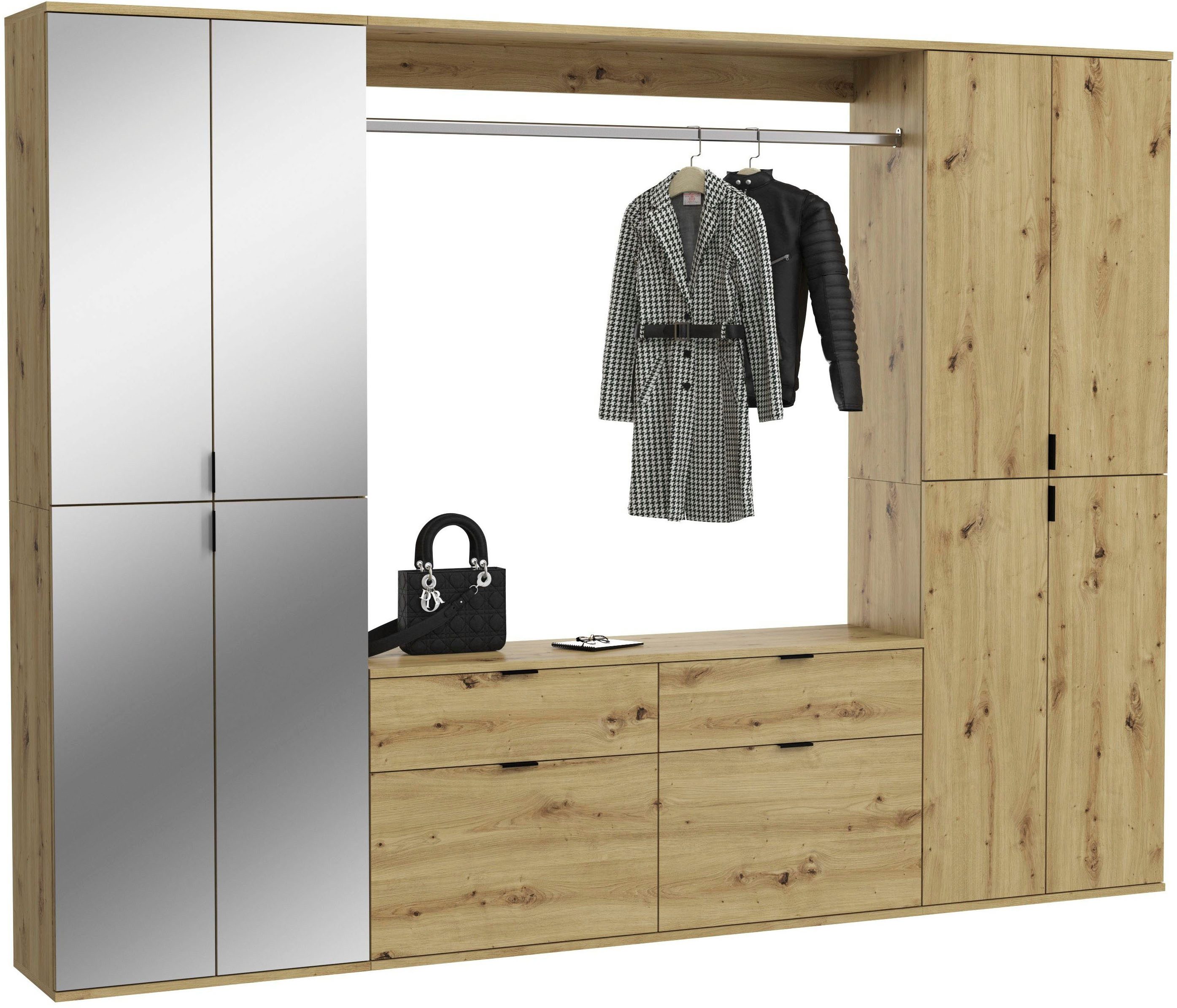 Home affaire Garderoben-Set TRONDHEIM, 5-teilig, Breite 243cm, individuell platzier- & erweiterbar, (Set, 4-St., bestehend aus: 2x …