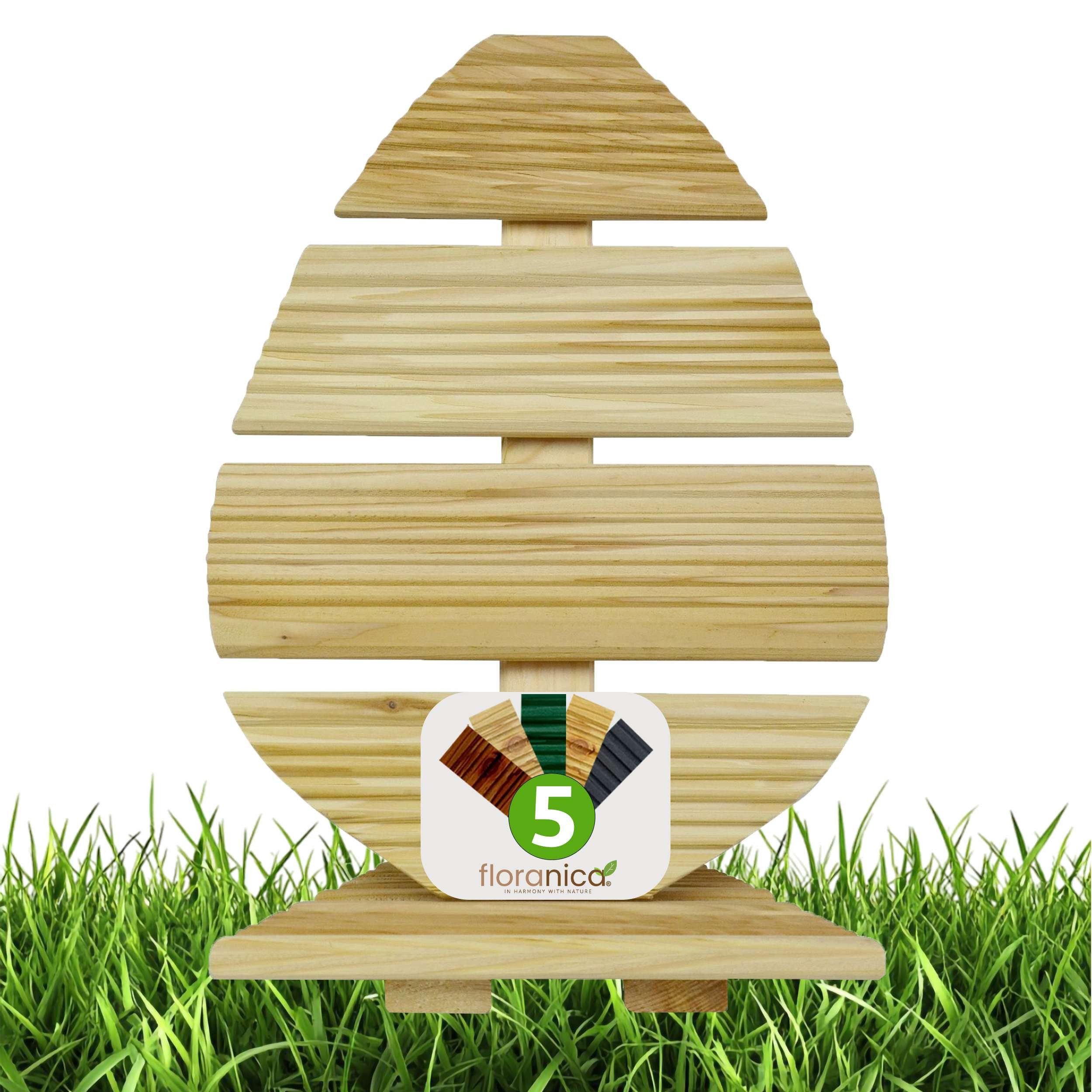 Floranica Osterfigur Osterei aus Holz Handmade Dekofigur (40 cm Hoch, 1 St., Unbehandelt), für draußen und drinnen, für Garten, Büro oder Kindergarten