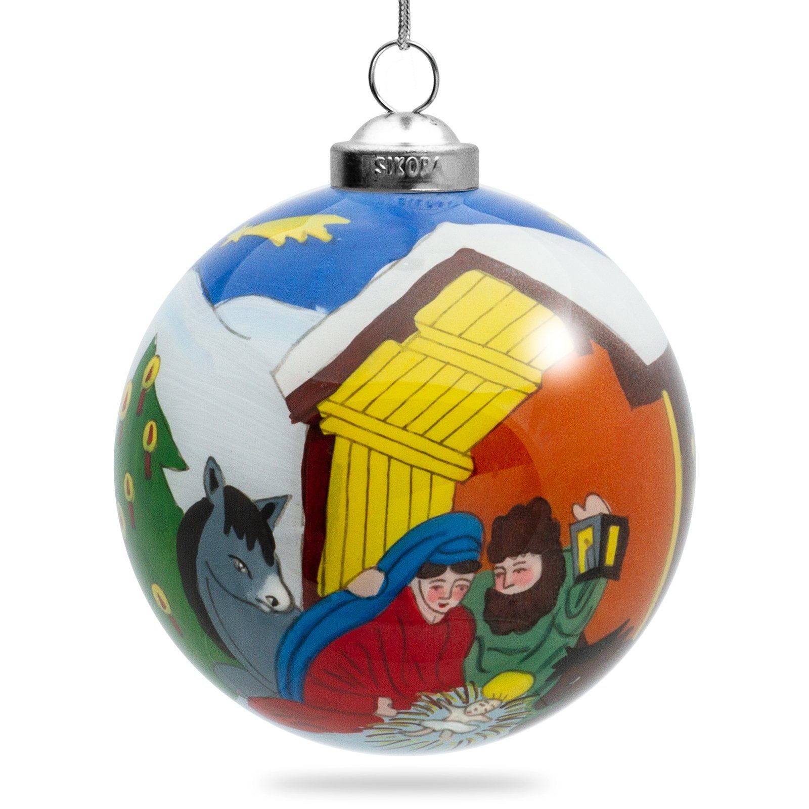 SIKORA Christbaumschmuck SIKORA K08-11 Jesu Geburt Glaskugel Weihnachtskugel Innenglasmalerei D: 7,5 cm