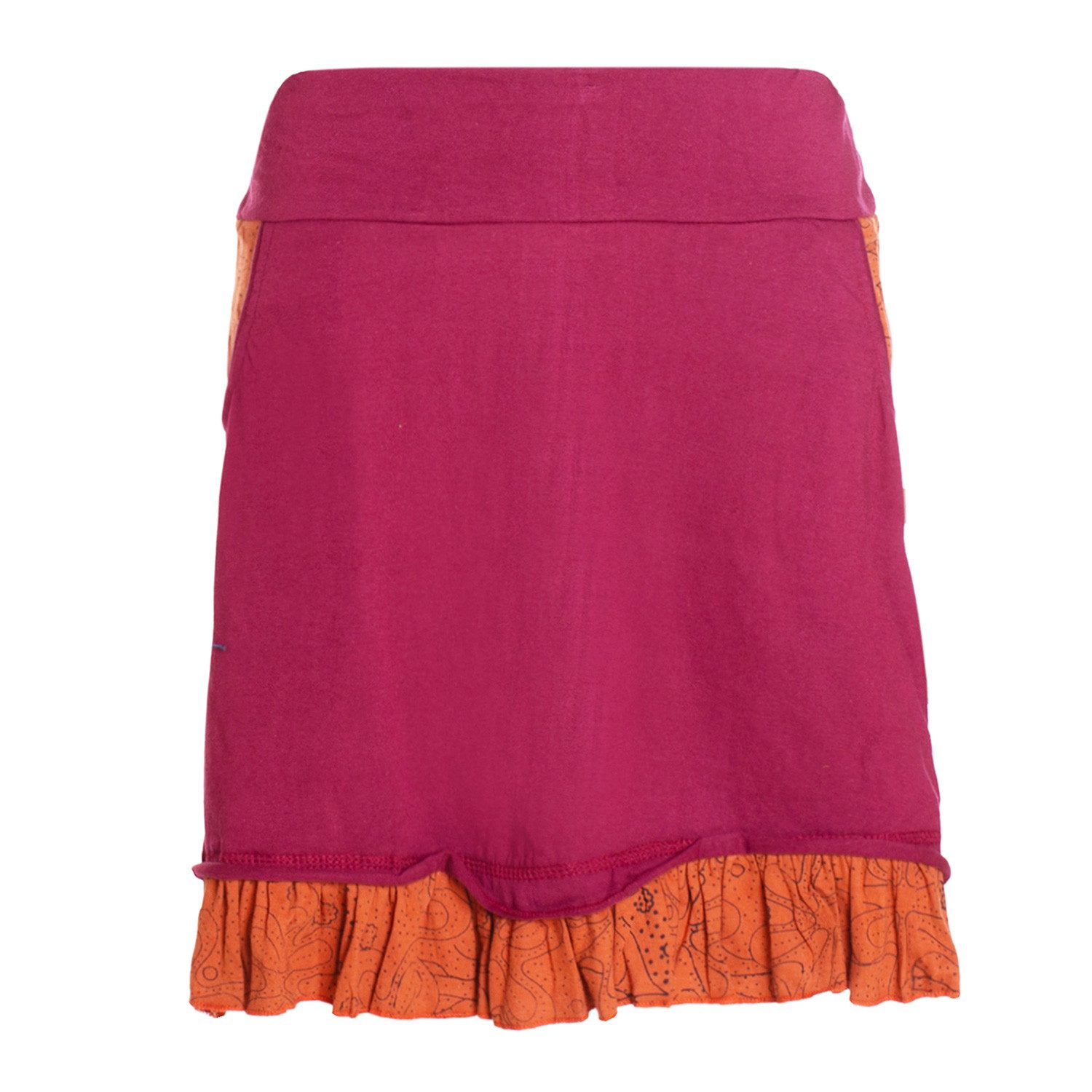 Vishes Minirock A-Linie Baumwolle Blumen-Muster elastischer Bund Stickerei und Taschen Alternative Bekleidung, Ethno, Hippie, Retro Style