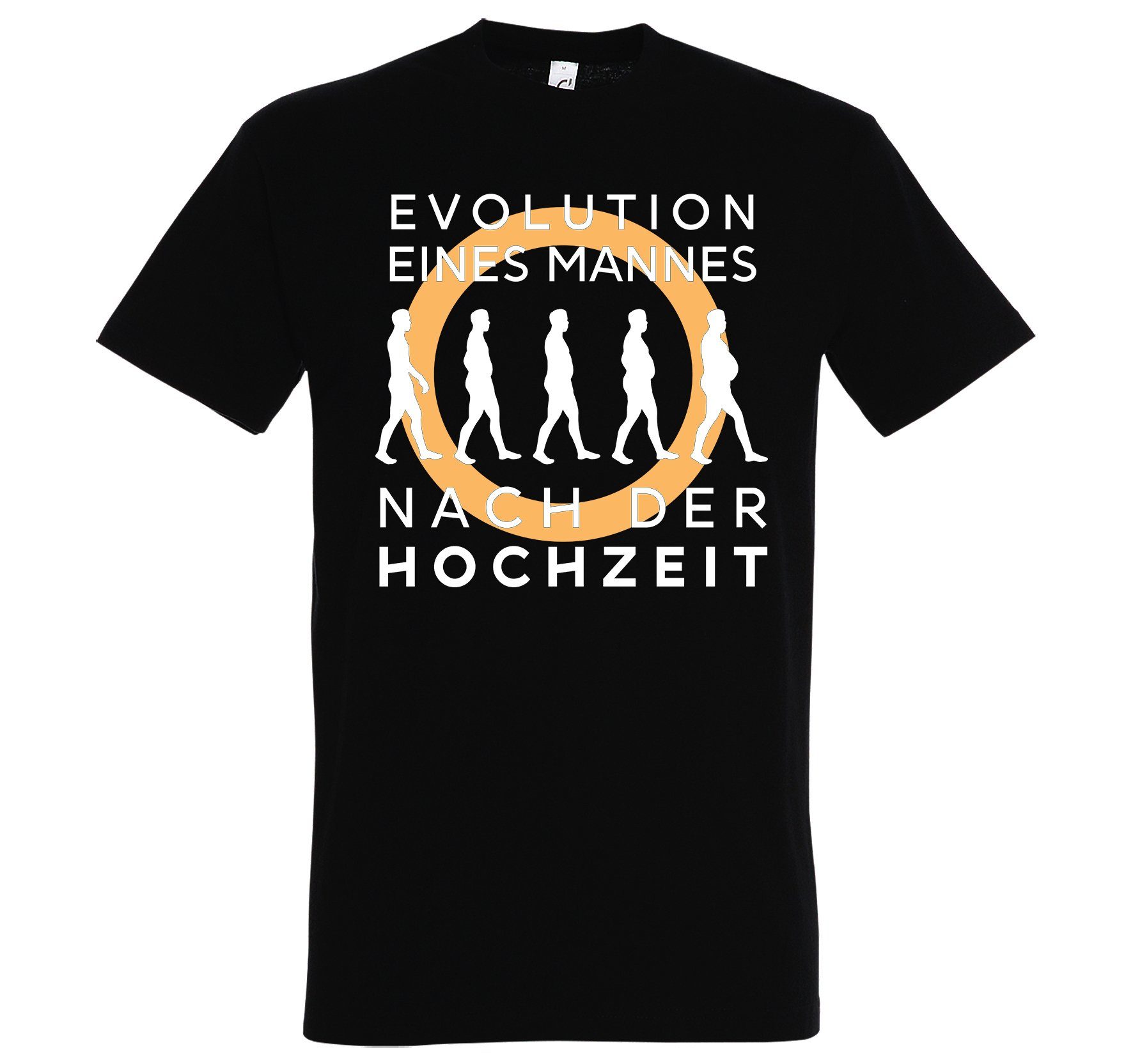 Schwarz nach T-Shirt Youth trendigem Evolution Hochzeit Designz Herren Frontprint der mit Shirt