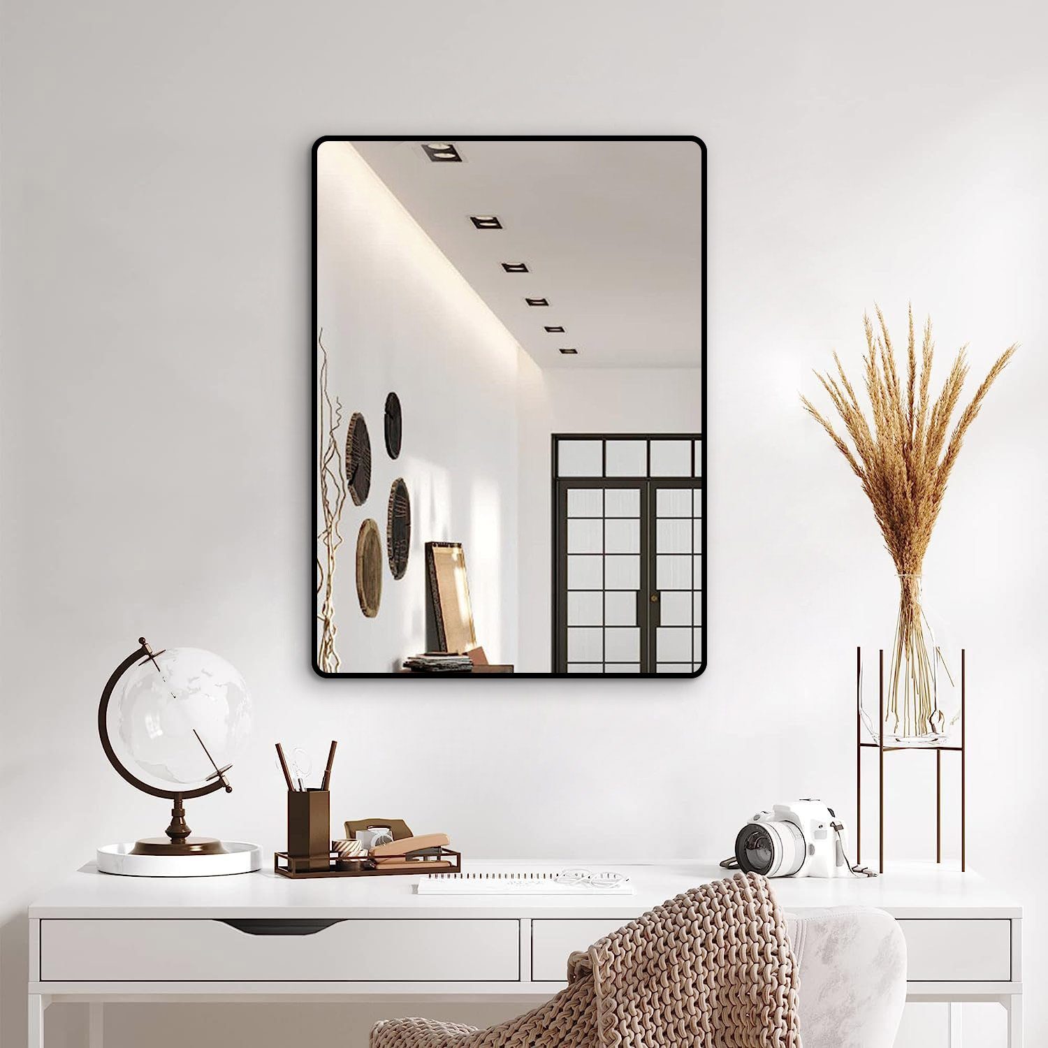 Boromal Spiegel Bad 60x40 50x70 80x60 Rechteckig Schwarz Wandspiegel Metall günstig online kaufen