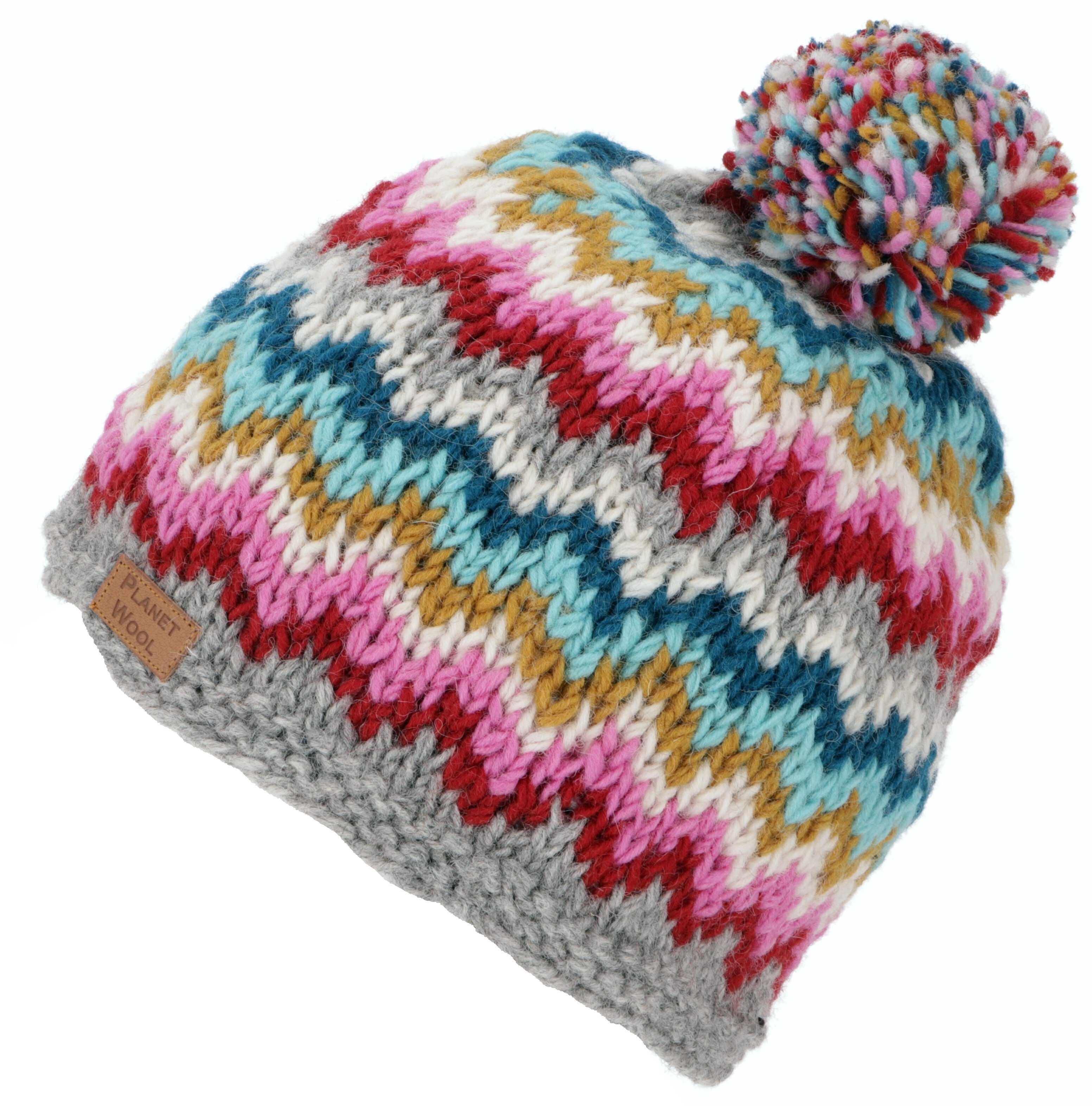 Guru-Shop Strickmütze Bommelmütze aus Nepal, Mütze aus Schurwolle,.. günstig online kaufen