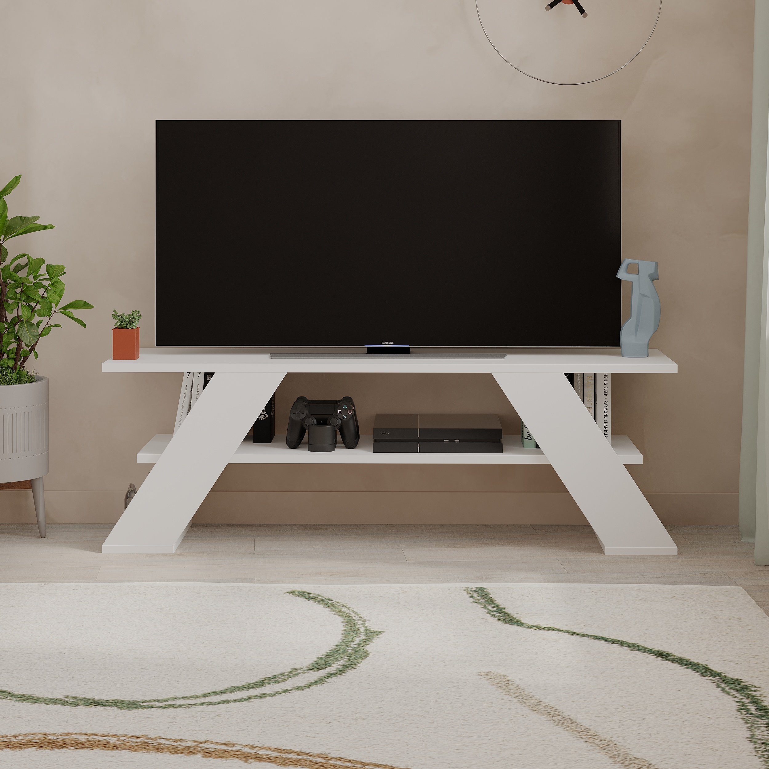 Decortie TV-Schrank Farfalla Moderner TV-Ständer, Multimedia-Center, TV-Möbel, 120 x 33,5 x 40 cm