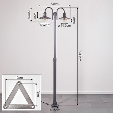 hofstein Außen-Stehlampe moderne Wegeleuchte aus Metall/Kunststoff in Anthrazit/Klar, ohne Leuchtmittel, Kandelaber, Gartenbeleuchtung IP44, 2x E27, ohne Leuchtmittel