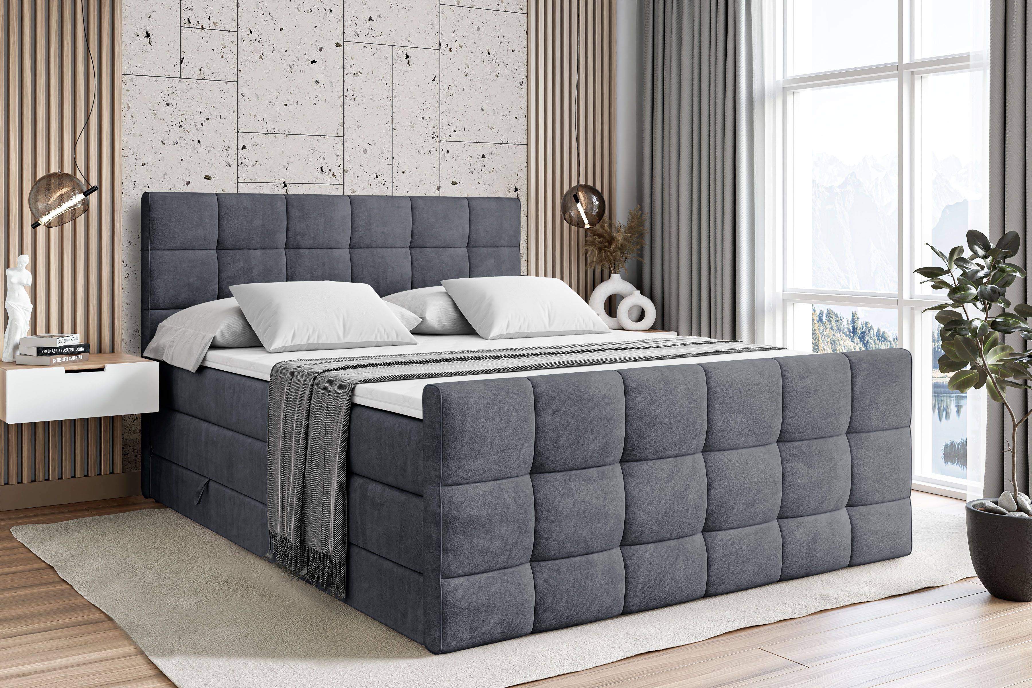ALTDECOR Boxspringbett APO-Z KING (mit Matratze und Lattenrost Topper Polst günstig online kaufen