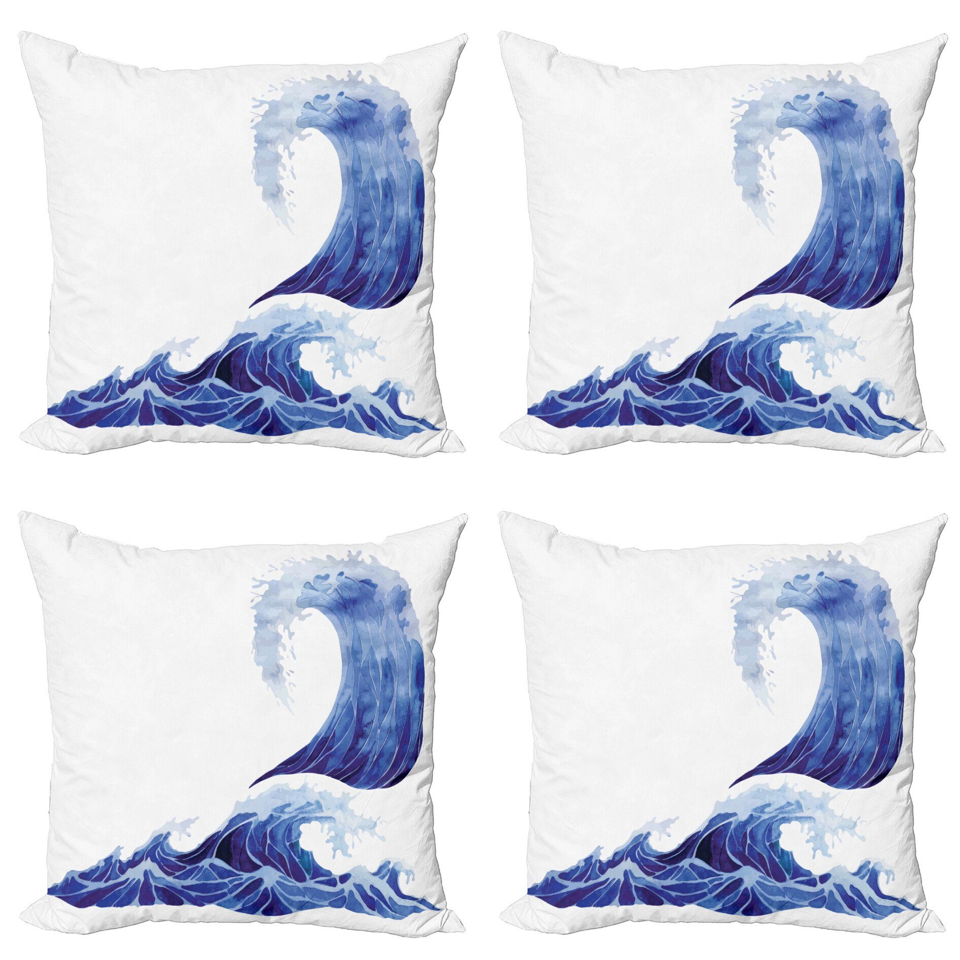 Kissenbezüge Modern Accent Doppelseitiger Digitaldruck, Abakuhaus (4 Stück), Ozean Aquatic Sturm Blue Waves