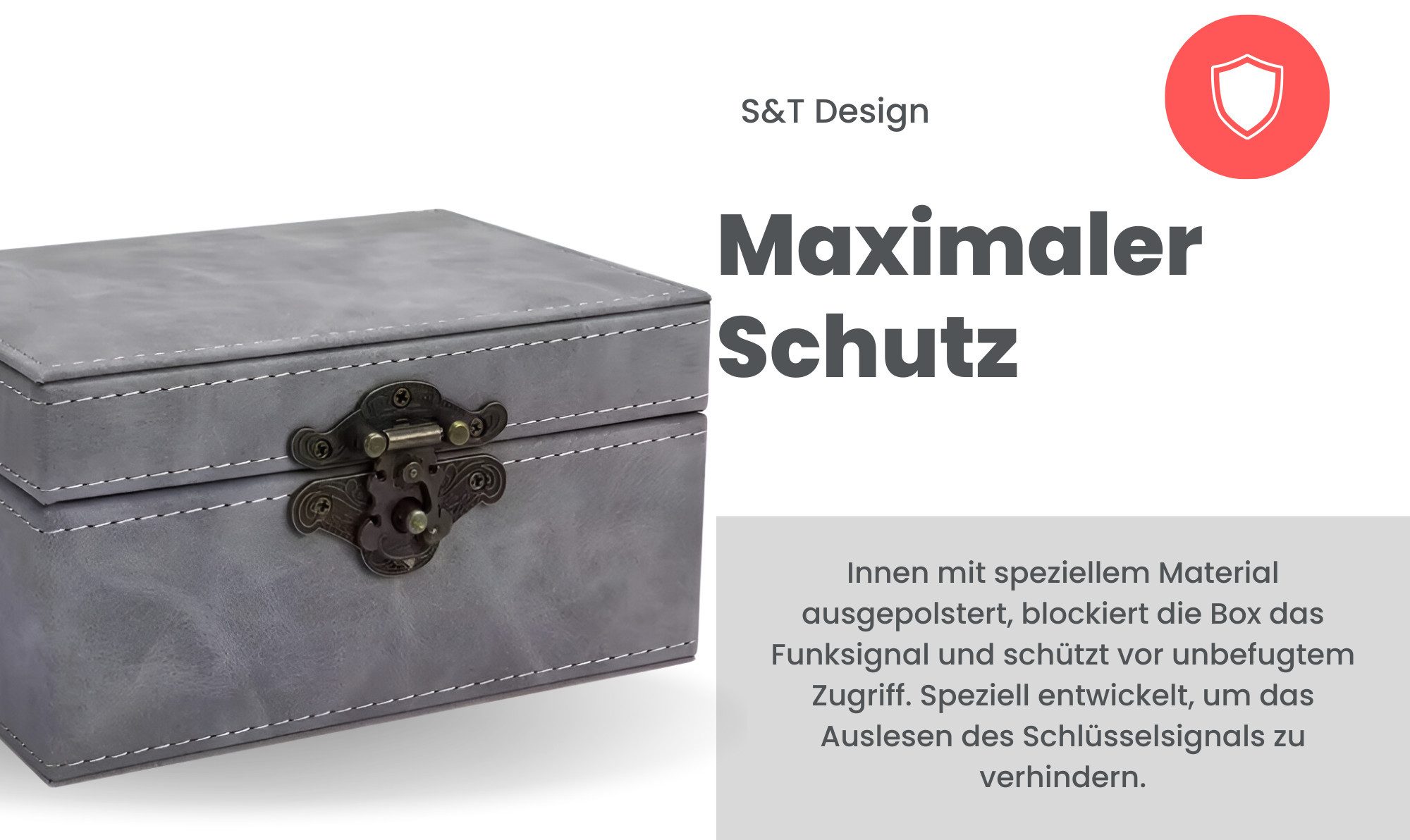 S&T Design Schlüsseltasche RFID Box Autoschlüssel Box Keyless Go Schutz Keyless Hülle, RFID-Blocker Signalabschirmung Auto Diebstahlschutz Strahlungsschutz