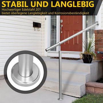 Randaco Treppengeländer Geländer Eingangsgeländer Edelstahl Handlauf Seitliche Montage Außen, 80 cm Länge, für Brüstung Balkon Garten