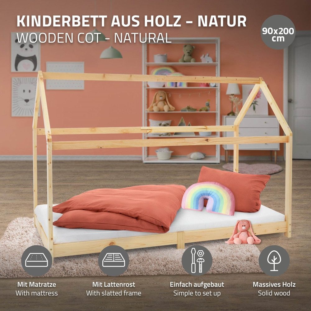 ML-DESIGN Spielbett Hausbett Kinderbett inkl. Lattenrost günstig online kaufen