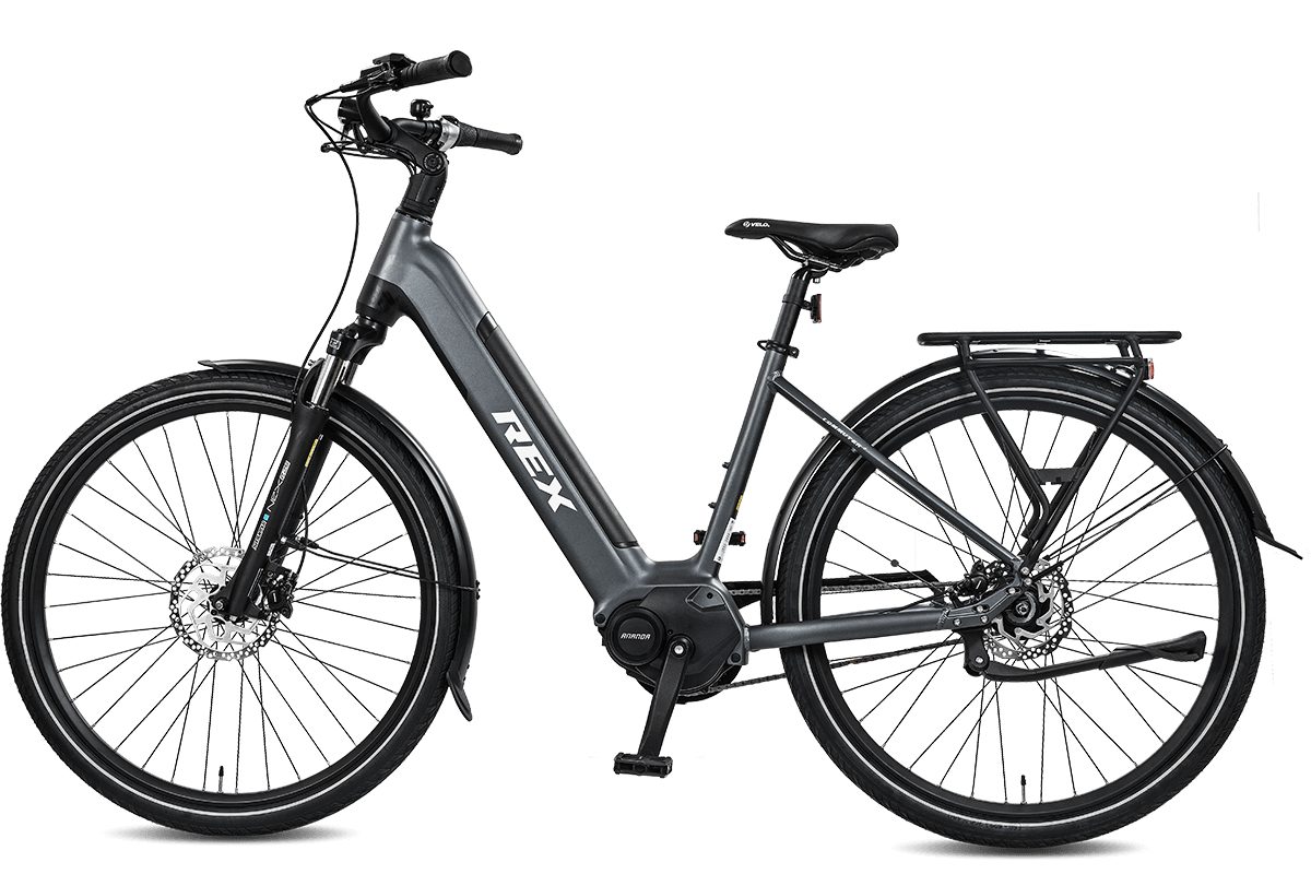 REX E-Bike REX COMMUTER+ Matt Grau/Matt Blau, SHIMANO SHIMANO Nabenschaltung NEXUS 7-Gang Schaltwerk, Mittelmotor, 468 Wh