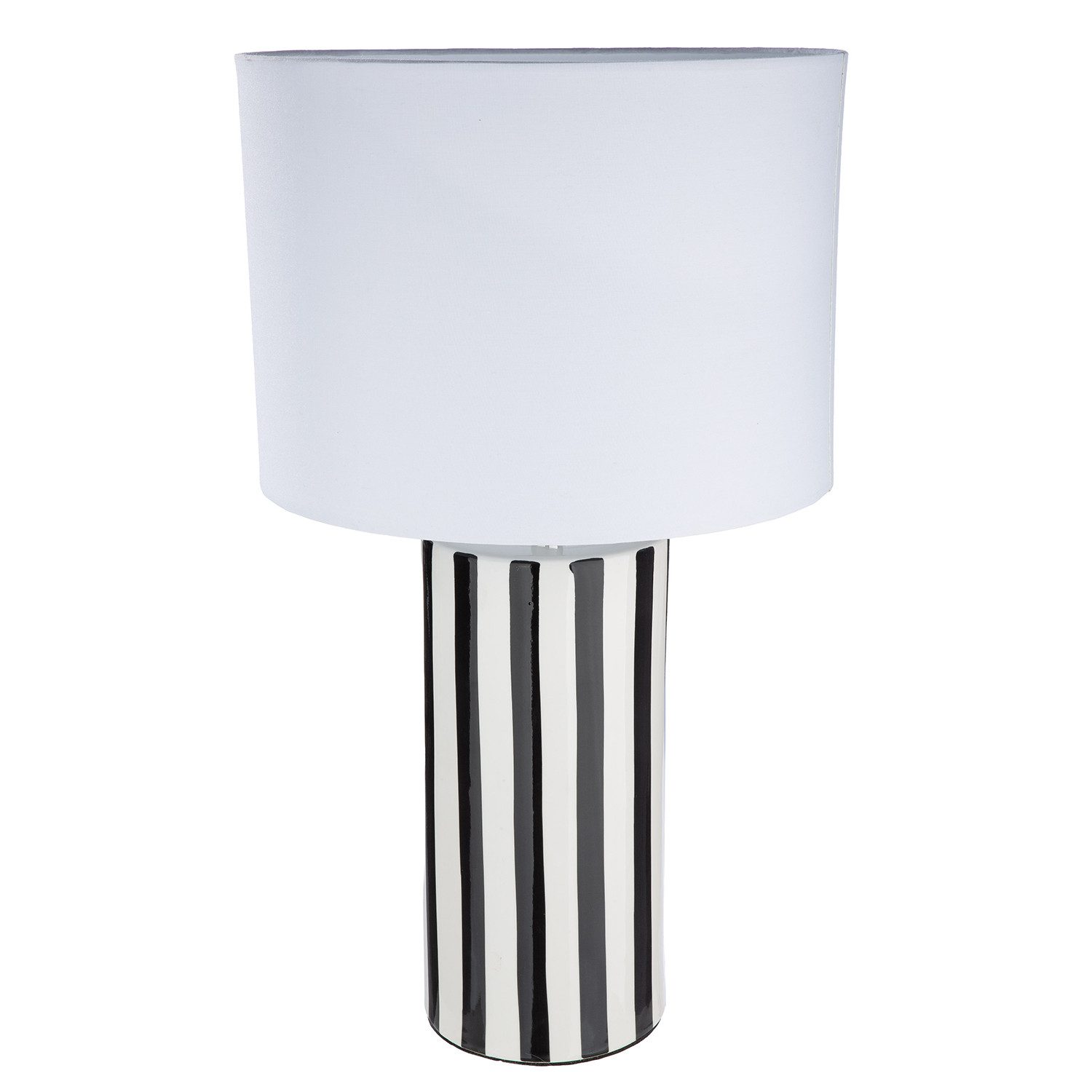 GILDE Tischleuchte STRIPES Leuchte - schwarz, weiß - Keramik - Höhe 47cm x Ø 27cm - Lampe, Tischlampe - Schreibtischlampe - Nachttischlampe