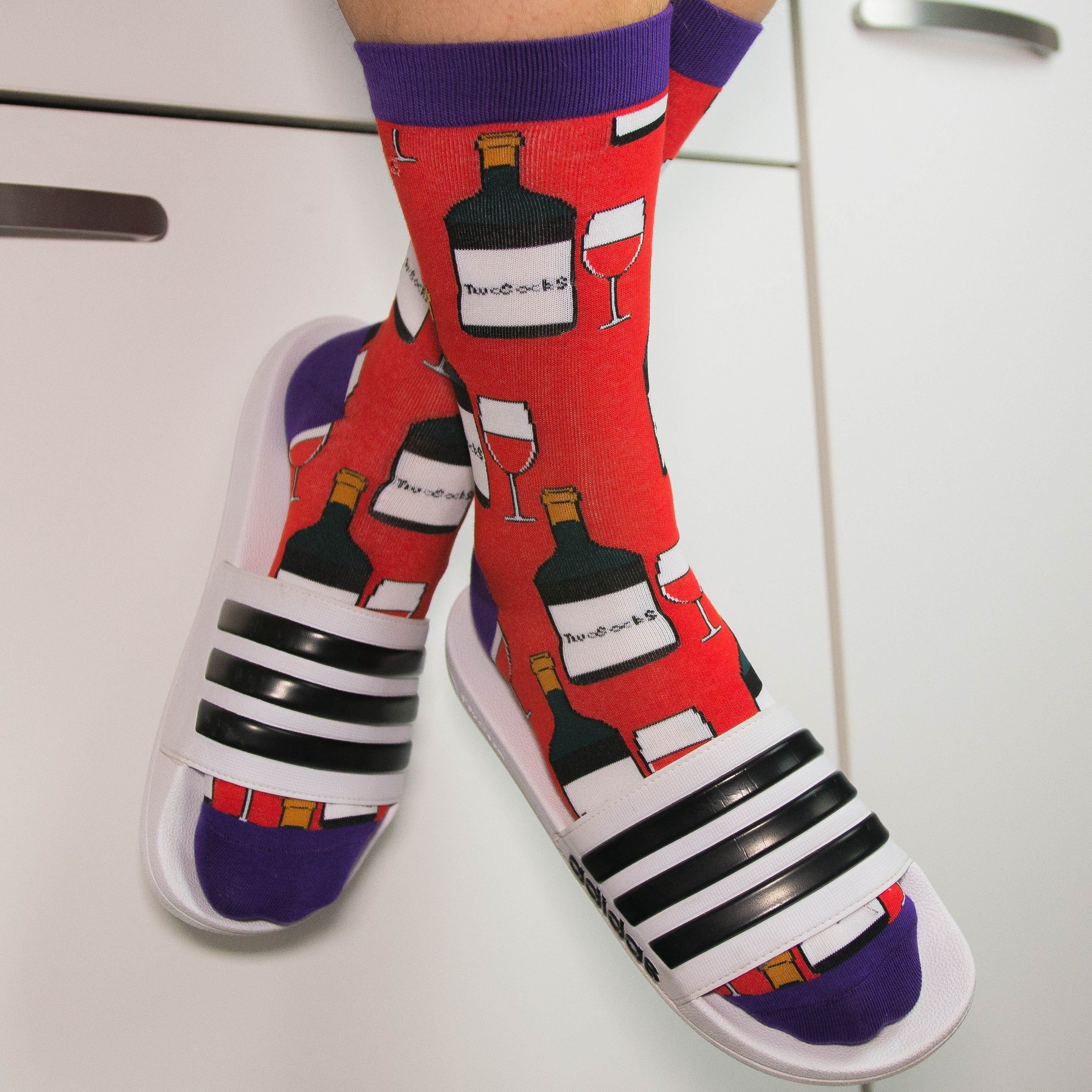 TwoSocks Freizeitsocken Wein Socken lustige Socken Herren & Damen aus Baumwolle, Einheitsgröße