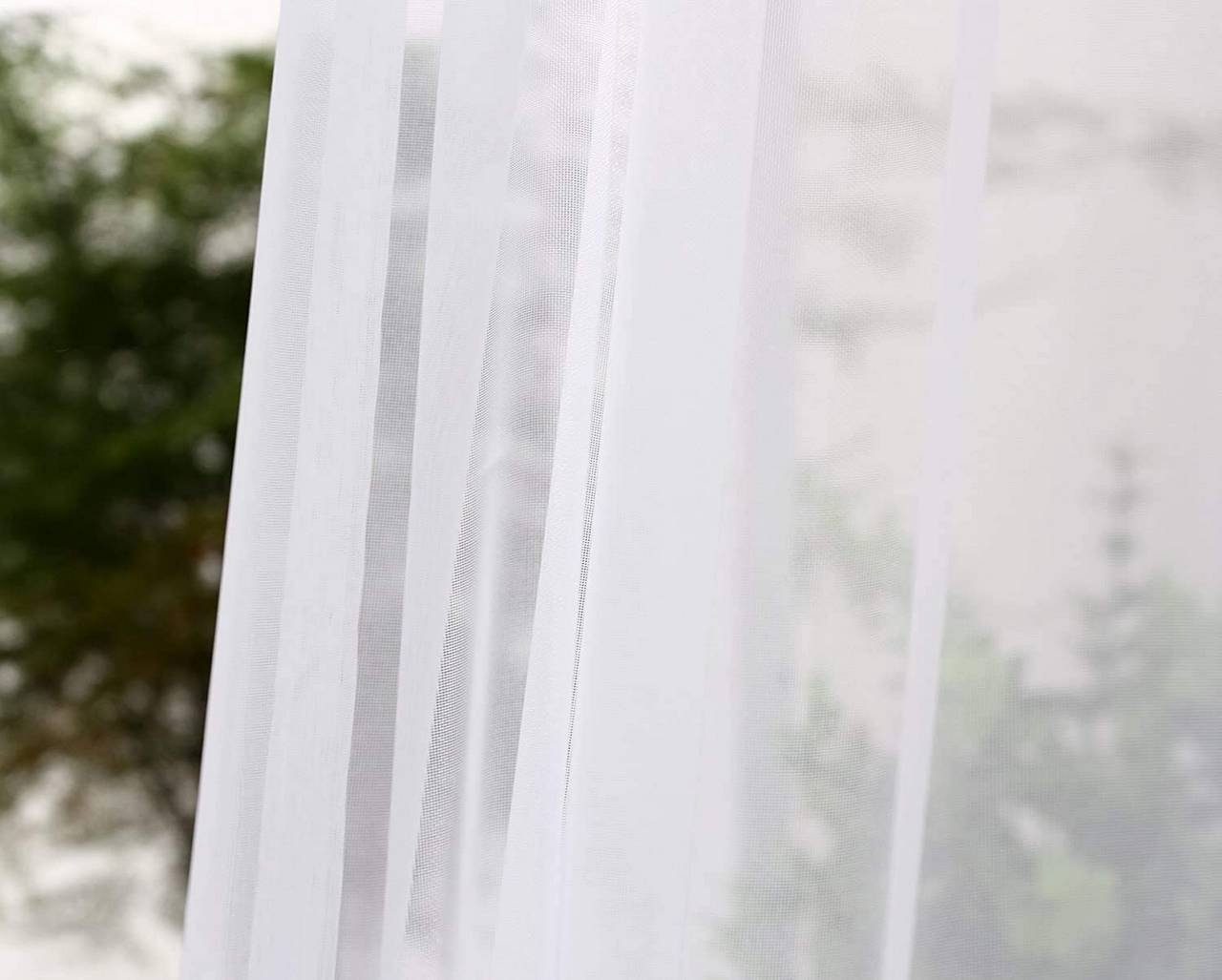 Gardine, Woltu, (1 St), halbtransparent, mit weiß Voile Stores Vorhang Kräuselband