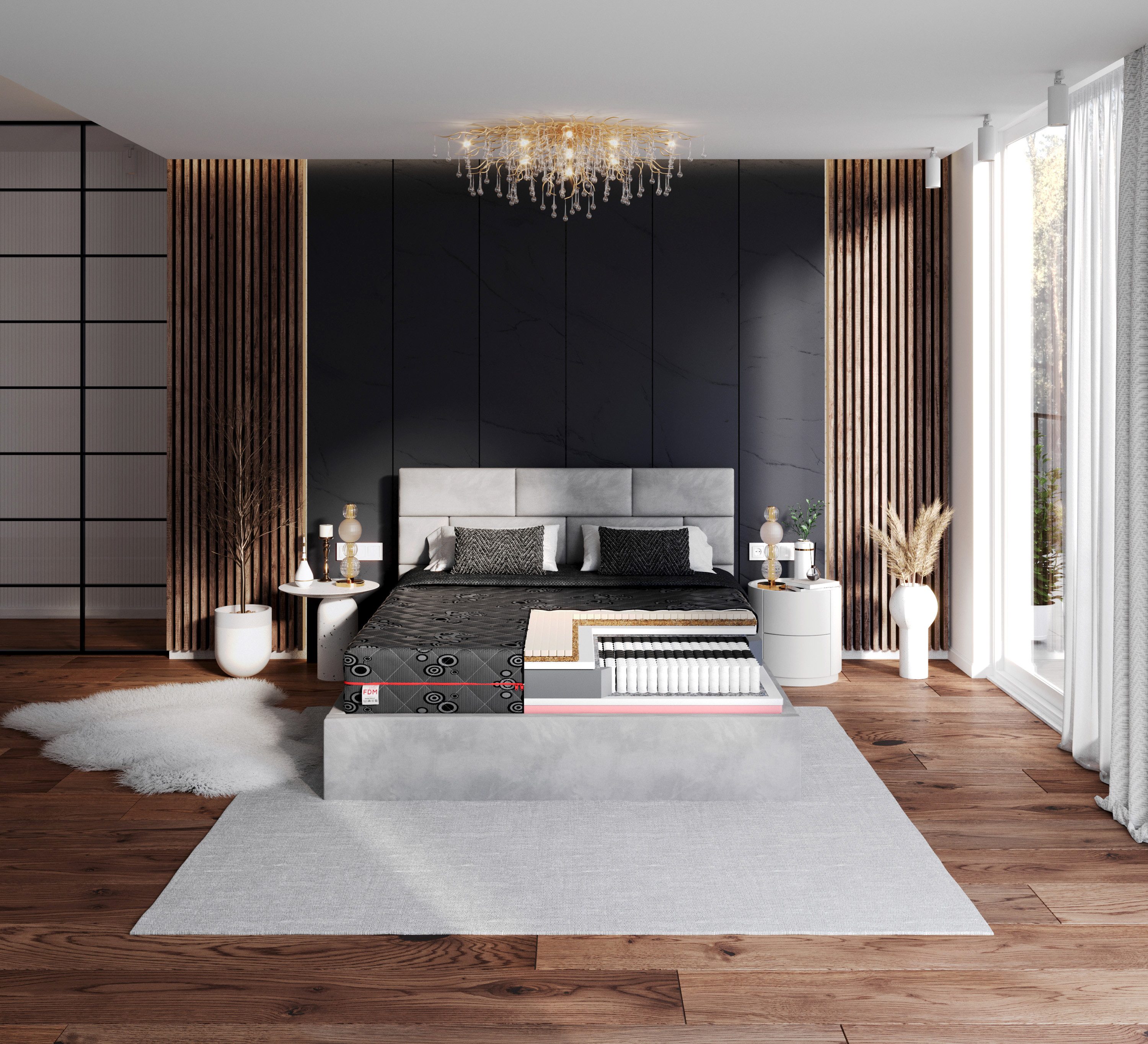Taschenfederkernmatratze FORZA 80x200, 90x200 100x200 120x200 140x200 160x200 180x200 200x200cm, thematys, 22 cm hoch, (7-Zonen-Multipocket-Federkern mit über 500 Federn/m², Zwei Härtegrade H3 & H4 – für individuell anpassbaren Liegekomfort), Hochwertiger Jacquard-Bezug – antiallergisch, weich und waschbar