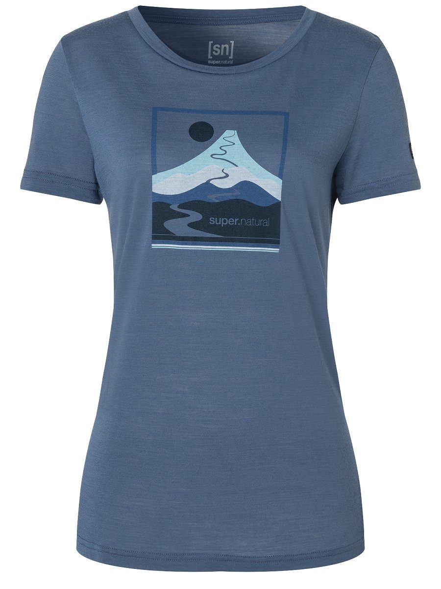 funktioneller TEE TRACE Night Print-Shirt Merino Shadow Merino-Materialmix T-Shirt Blue/Various HILL W SUPER.NATURAL