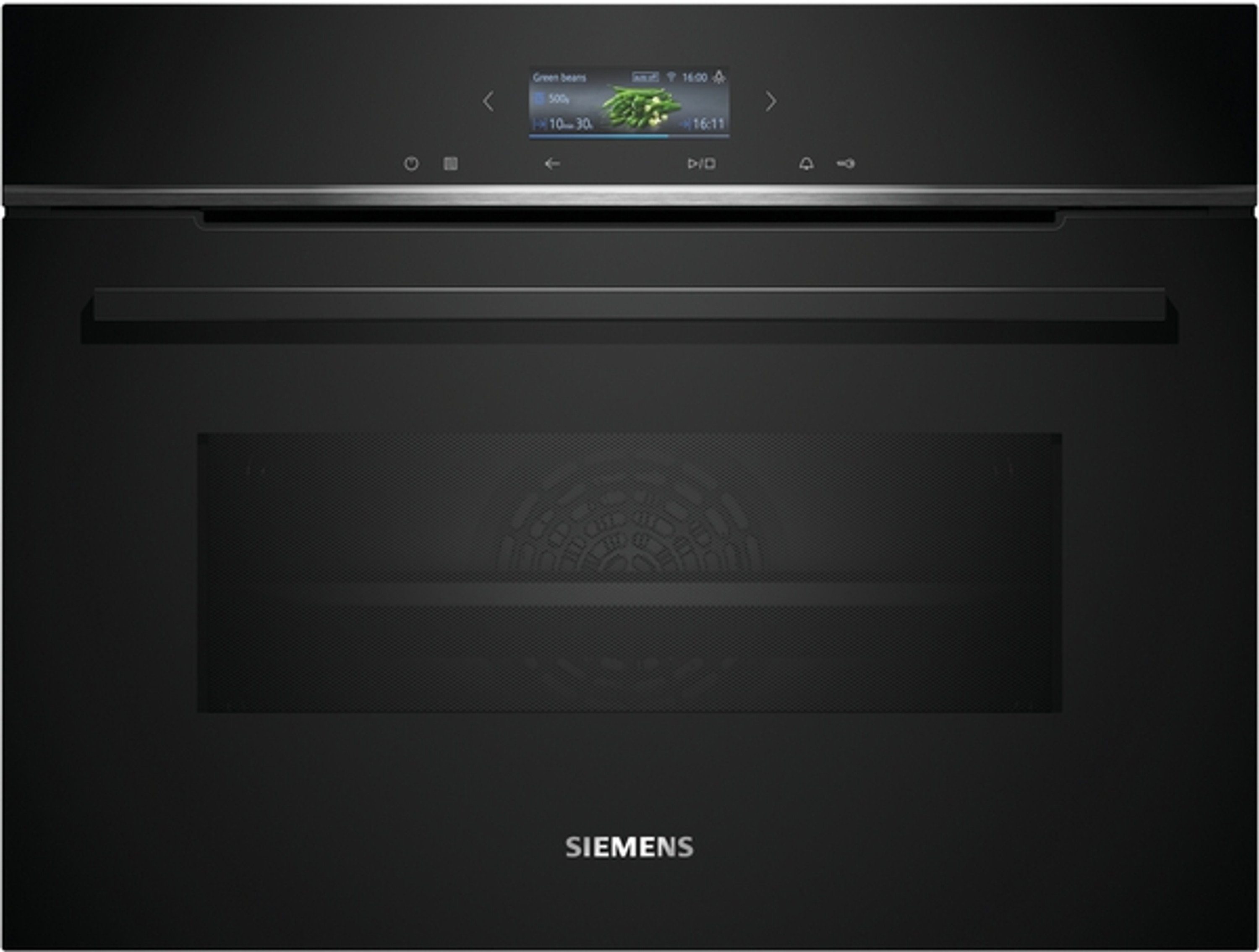 SIEMENS Backofen mit Mikrowelle iQ700/ CM724G1B1 CM724G1B1, mit Einschubebenen: 3, humidClean Plus, Home Connect, 2D Heißluft, Rezeptewelt