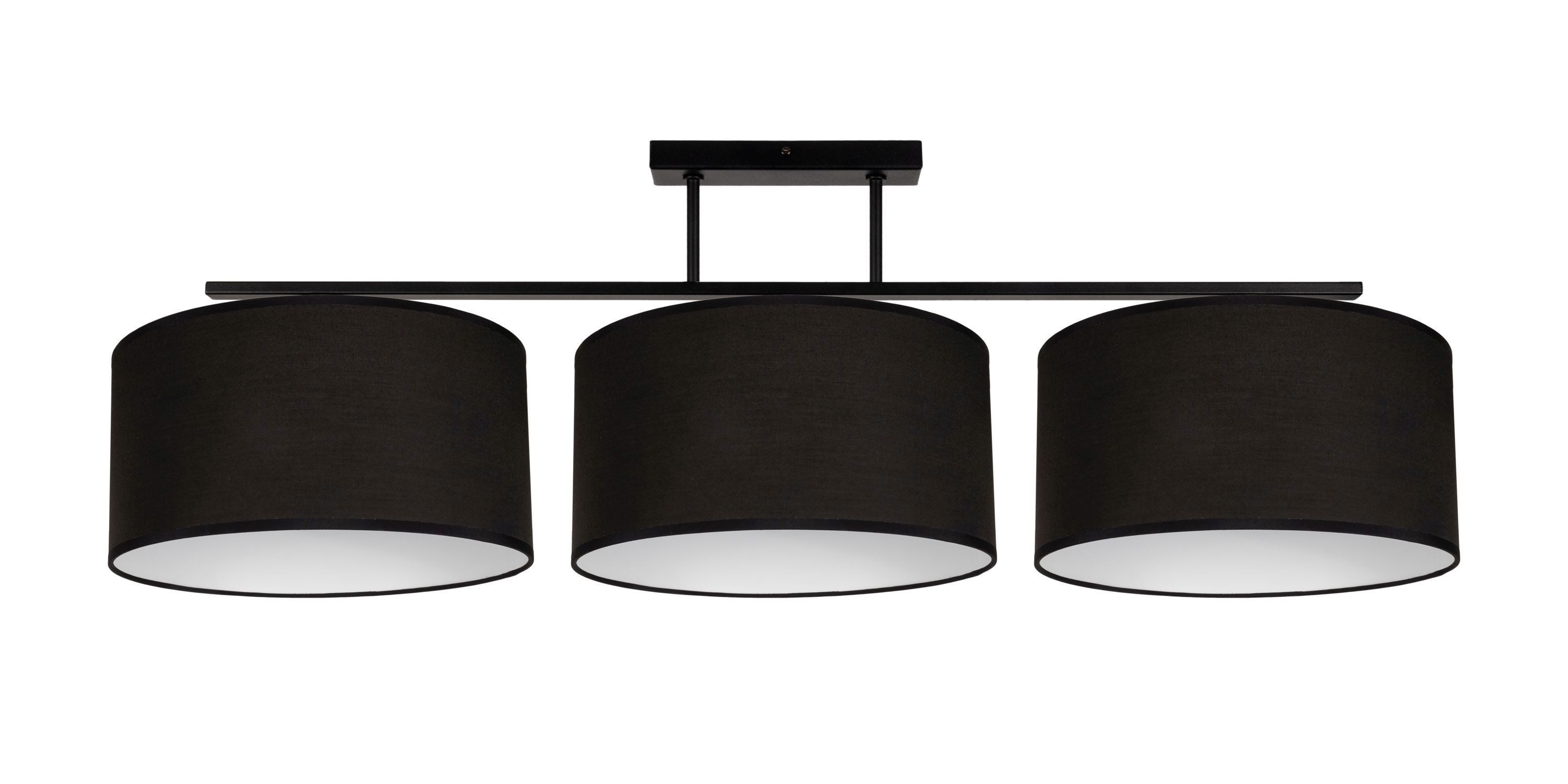 Licht-Erlebnisse Deckenleuchte BIRNO, ohne Leuchtmittel, Stoff Metall Schwarz Weiß E27 3-flammig länglich Modern