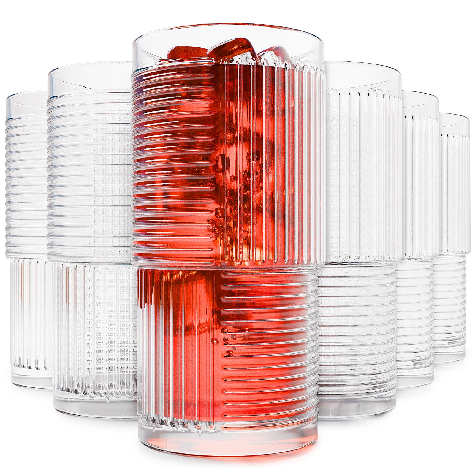 KONZEPT Cocktailglas 6 Cocktailgläser 400ml Trinkgläser Cocktailglas Longdrinkgläser, 6-tlg., 6-teilig, Glas, hochwertig verarbeitet, im charakteristischen Design