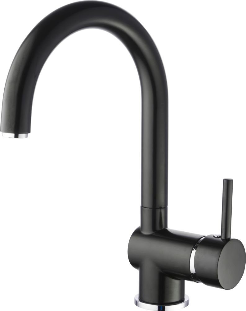 Vereg Spültischarmatur Prag Einhebelmischer Küchenarmatur Hochdruck schwenkbar, matt schwarz, 9187